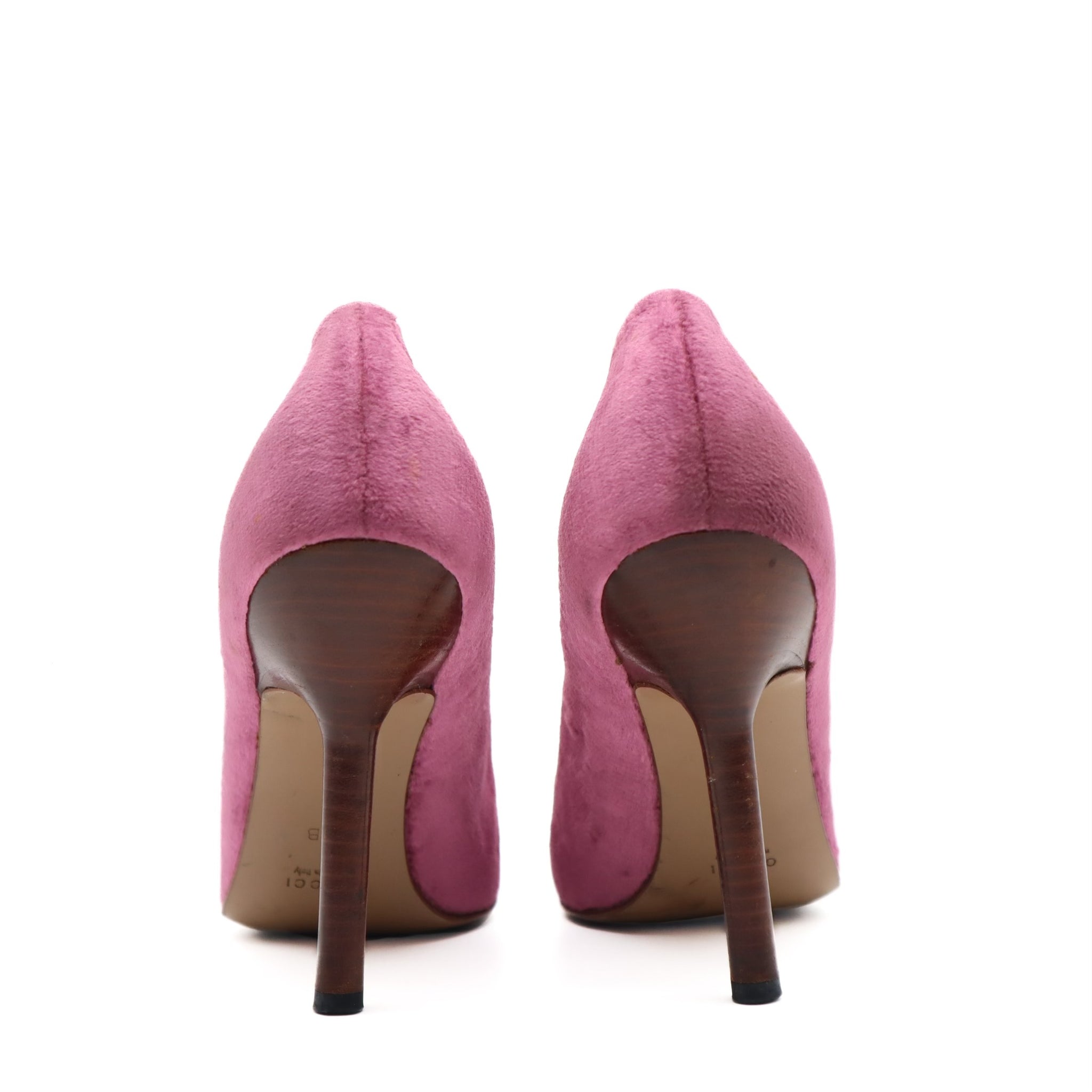 Purple Velvet Wood Heeled Pumps