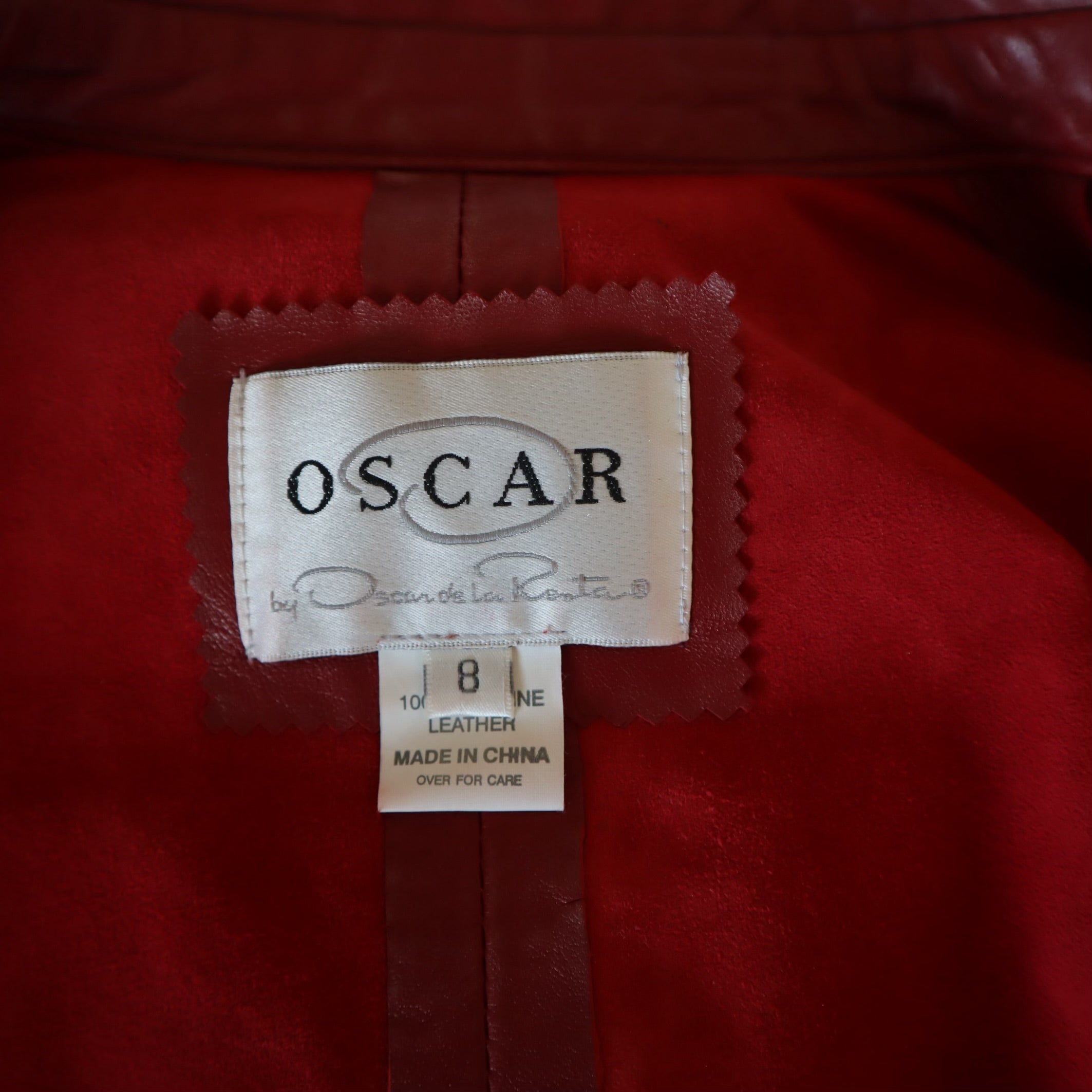 Vintage Red Ruffled Leather Jacket Size 8
