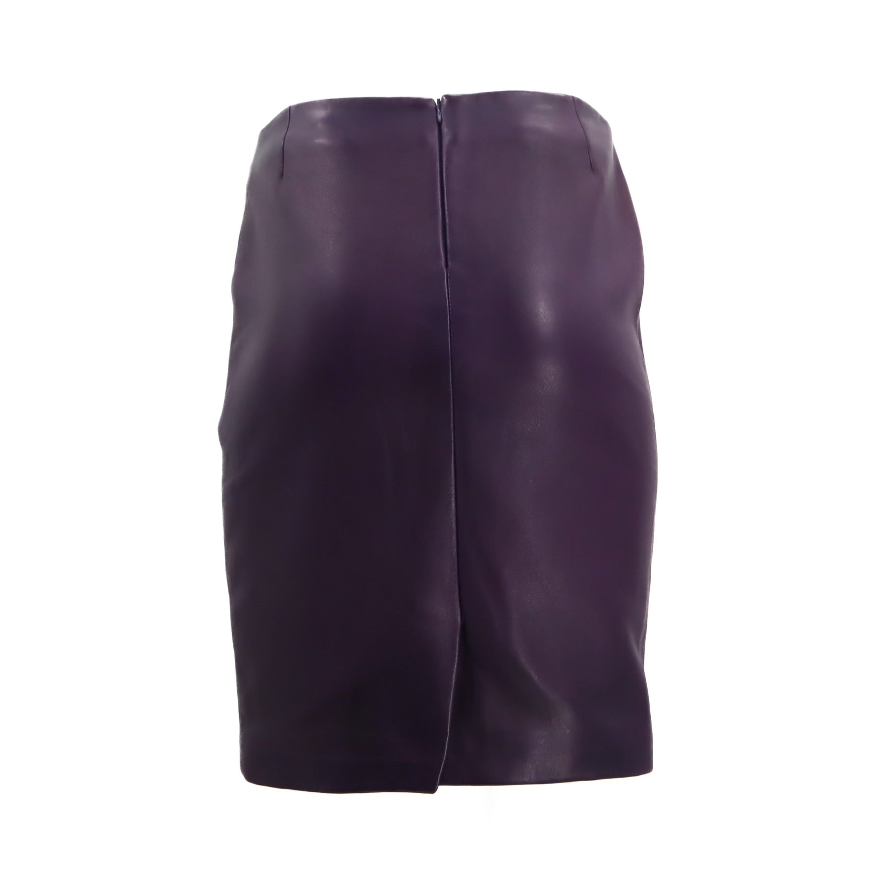 Purple Lambskin Leather Pencil Skirt