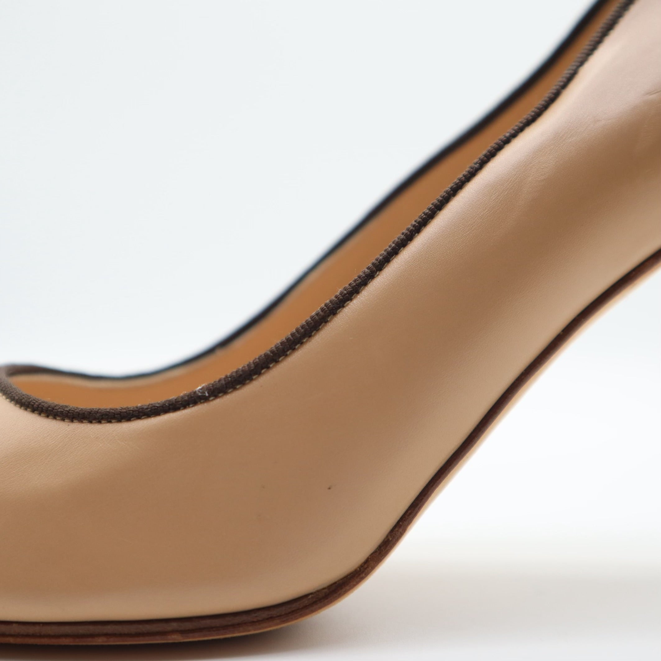 Canazza Nude Leather Peep Toe Pump Size 37.5 EU