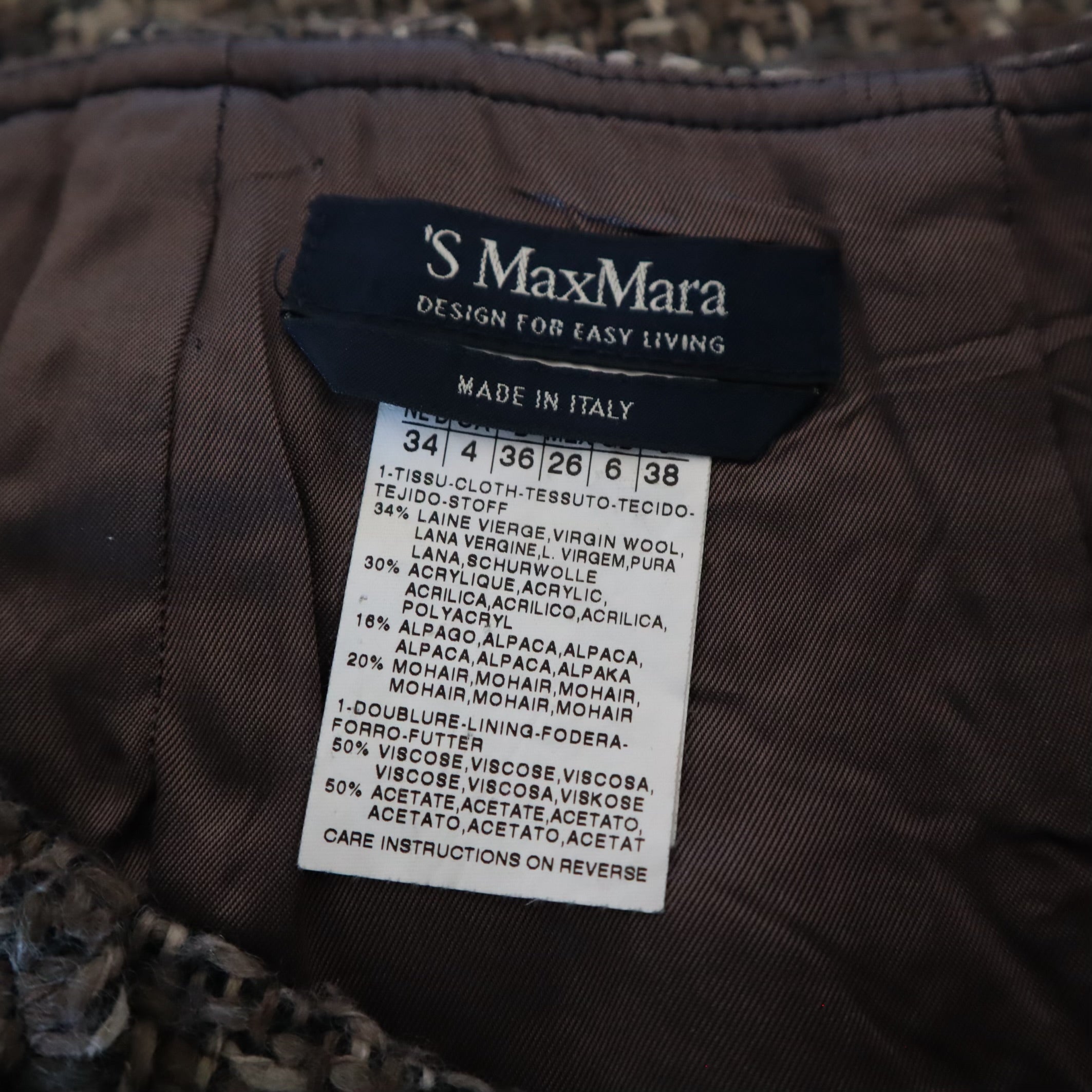 S Alpaca/Wool/Mohair Blend Tweed Belted Chain Skirt