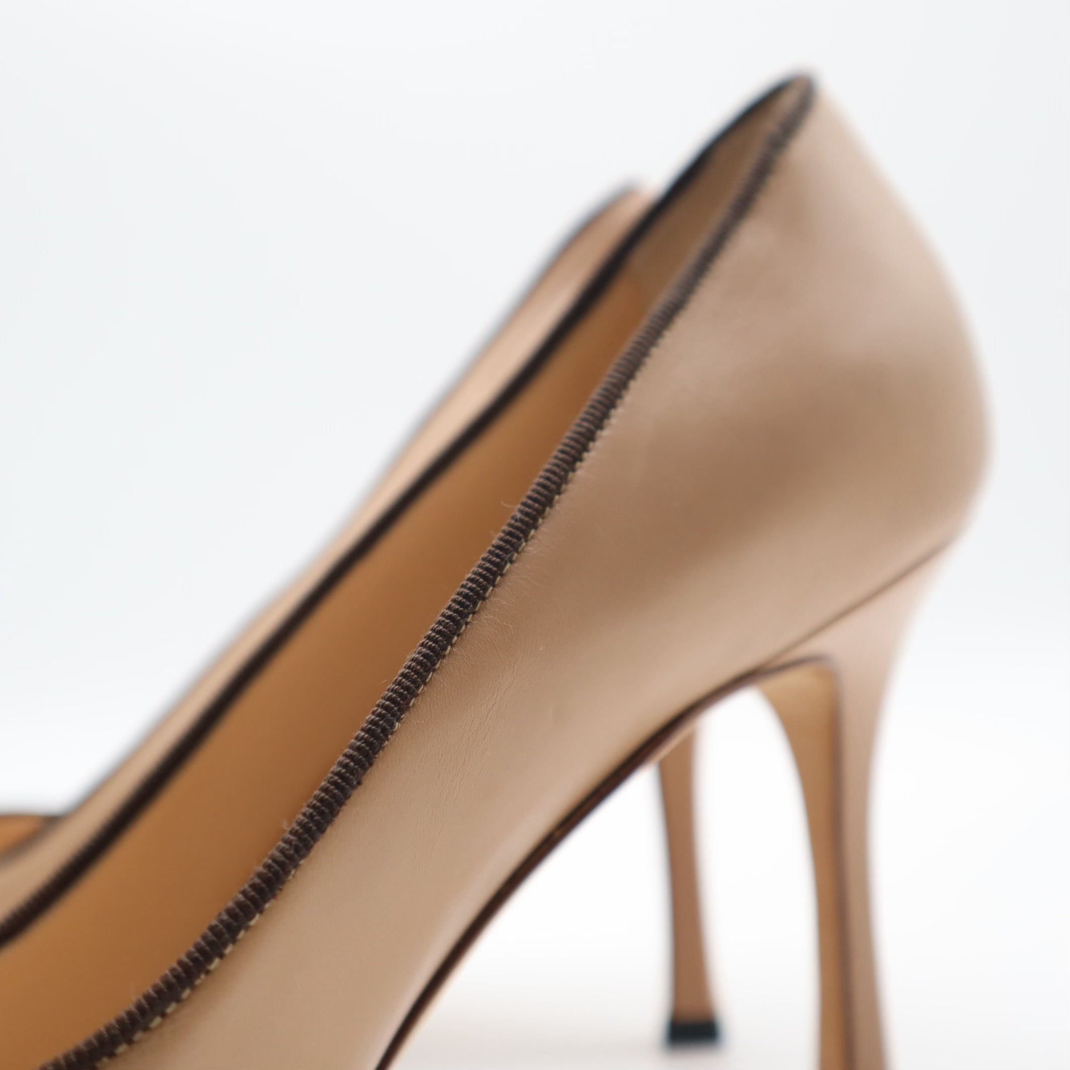 Canazza Nude Leather Peep Toe Pump Size 37.5 EU