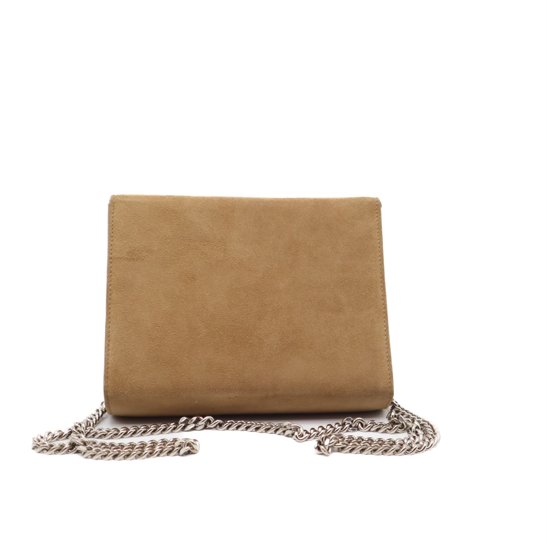 Suede Box Clutch With Chain