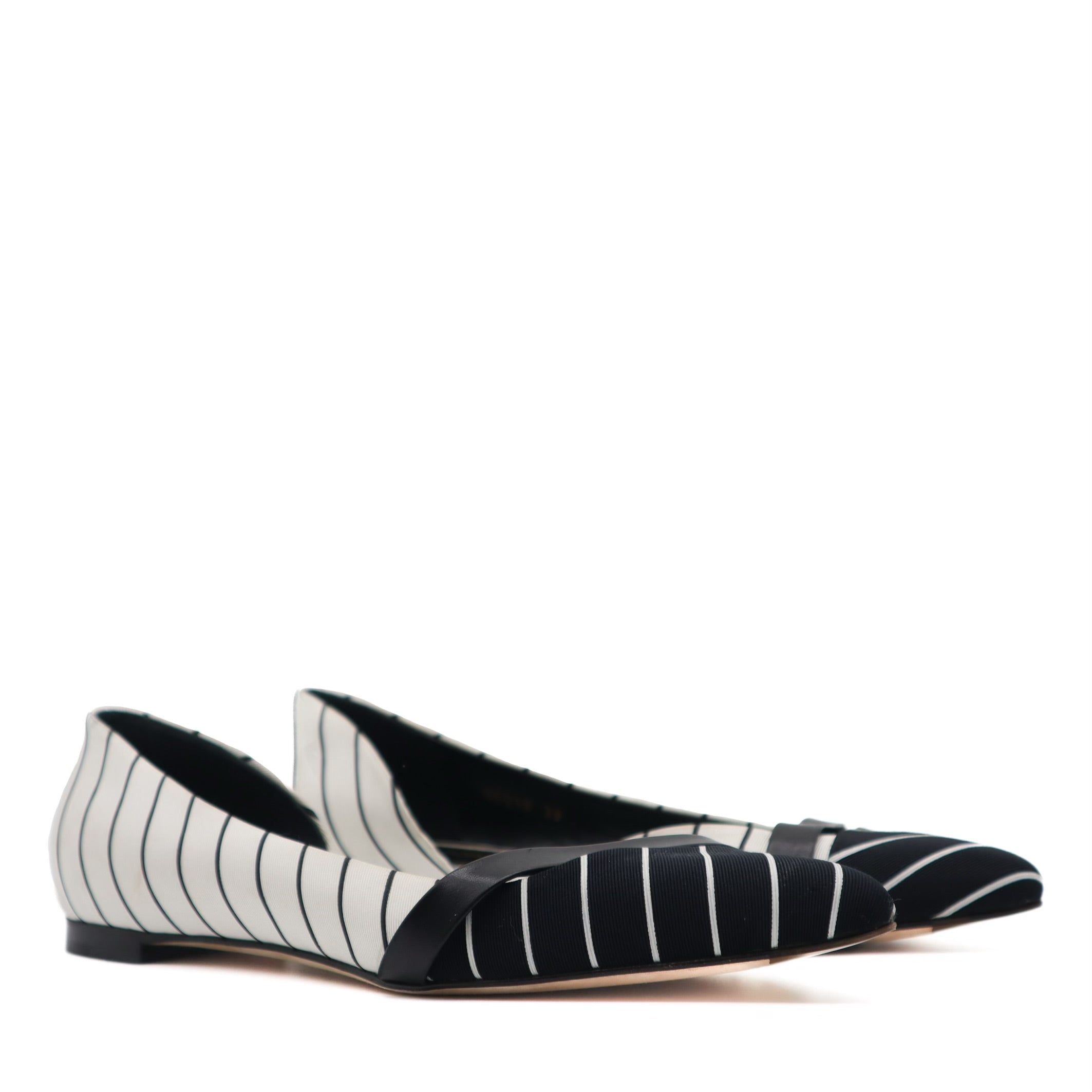 D'Orsay Asymmetrical Striped Flats Size 39