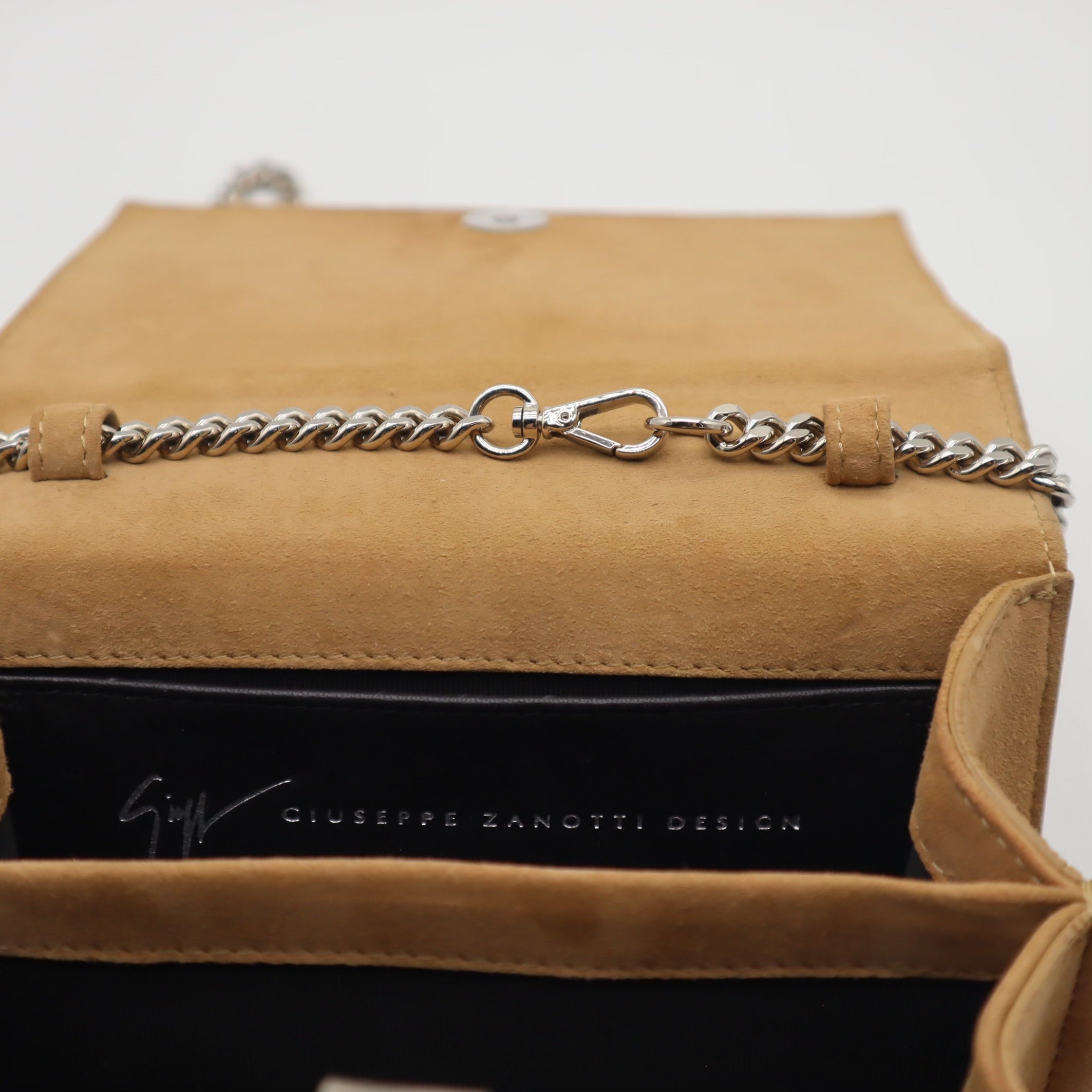 Suede Box Clutch With Chain