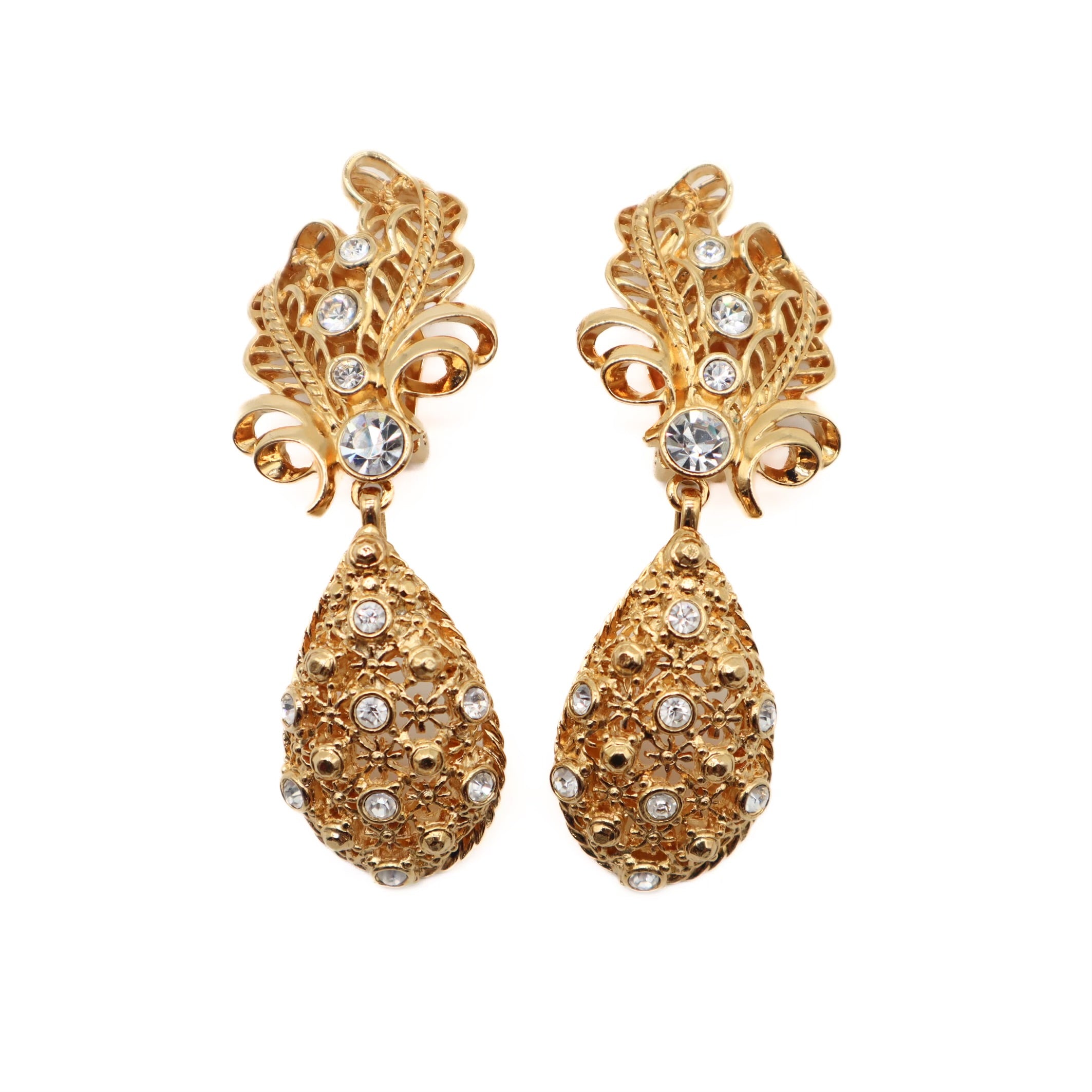 Vintage For Avon Feather Drop Clip On Earrings