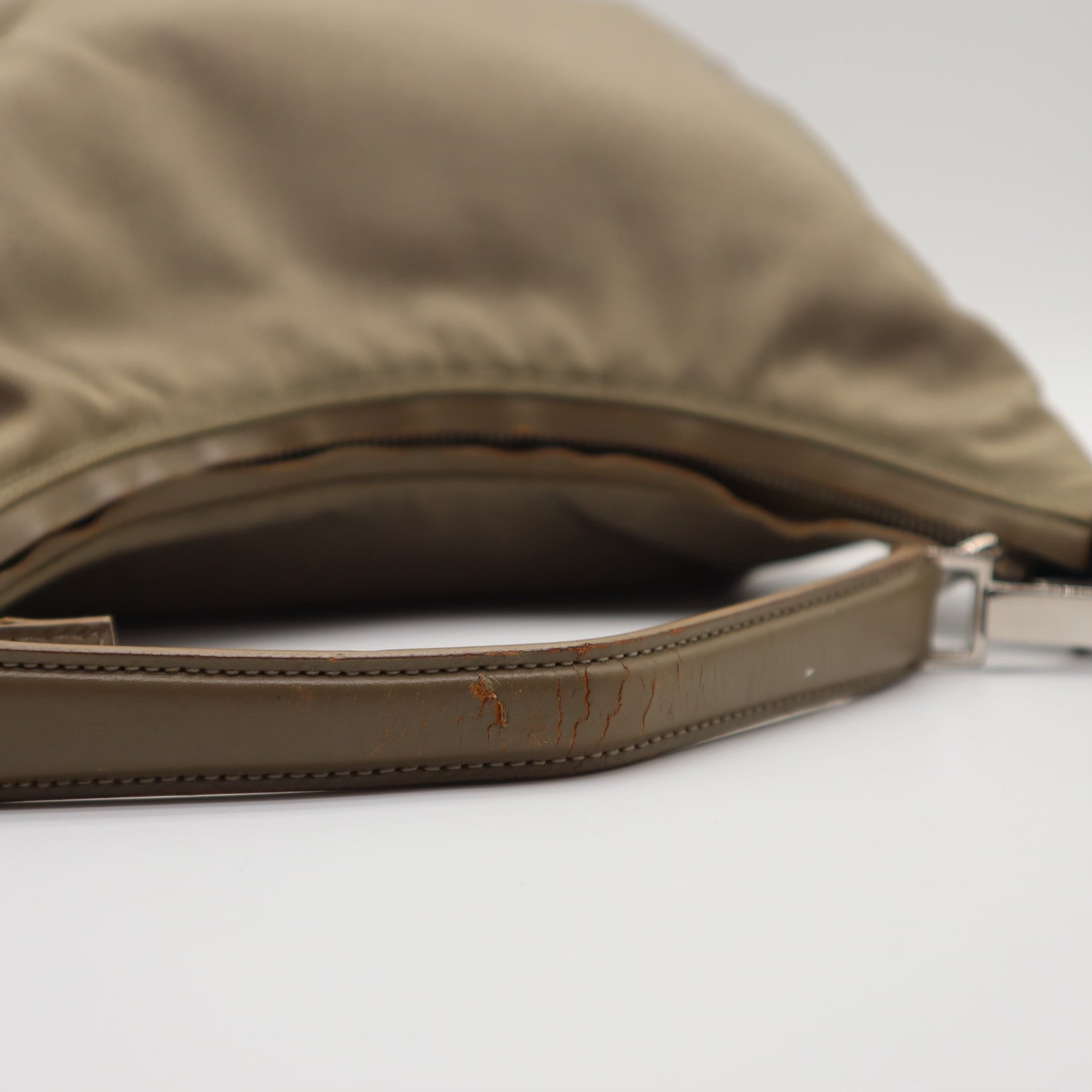 Nylon Canvas Olive Green Hobo Shoulder Bag