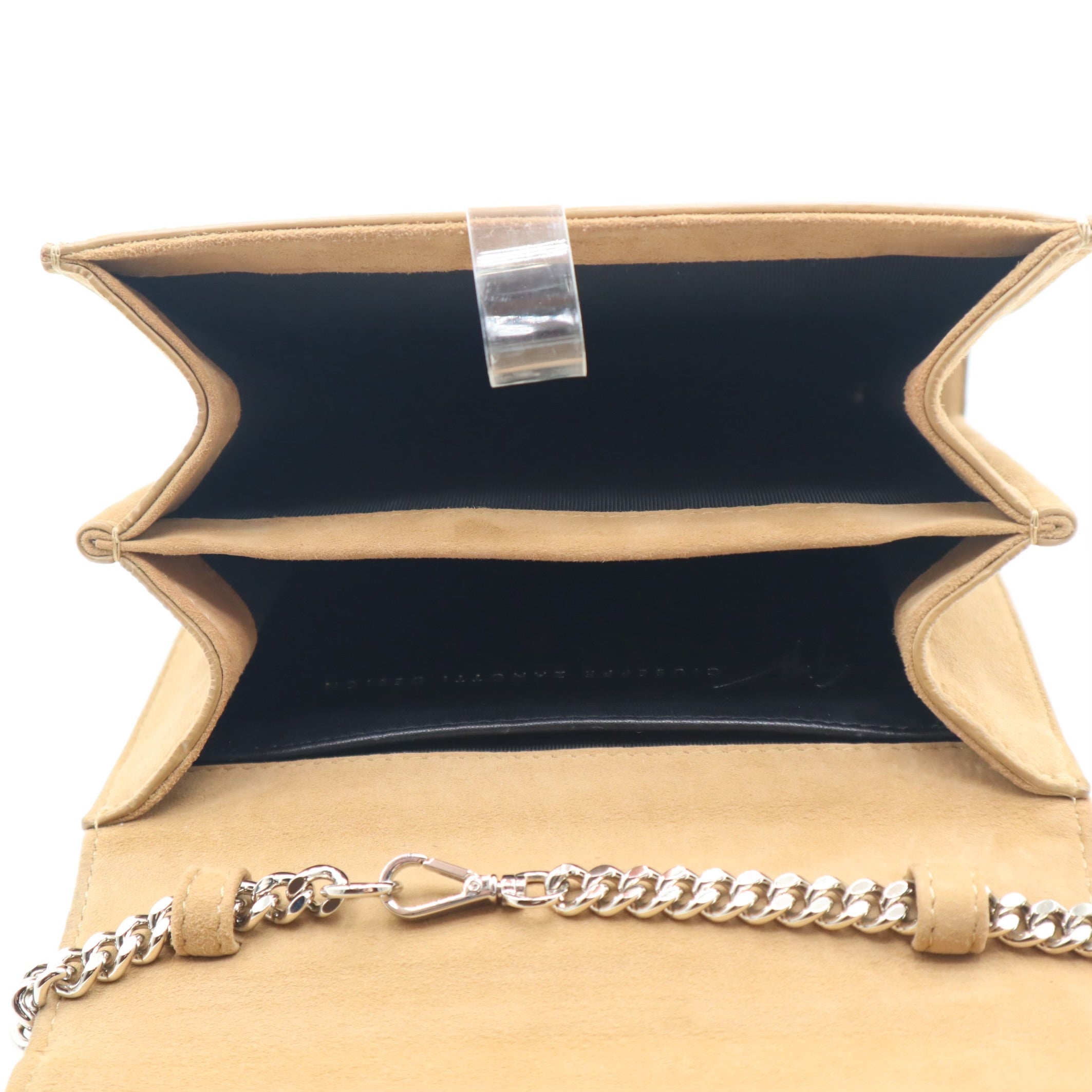 Suede Box Clutch With Chain