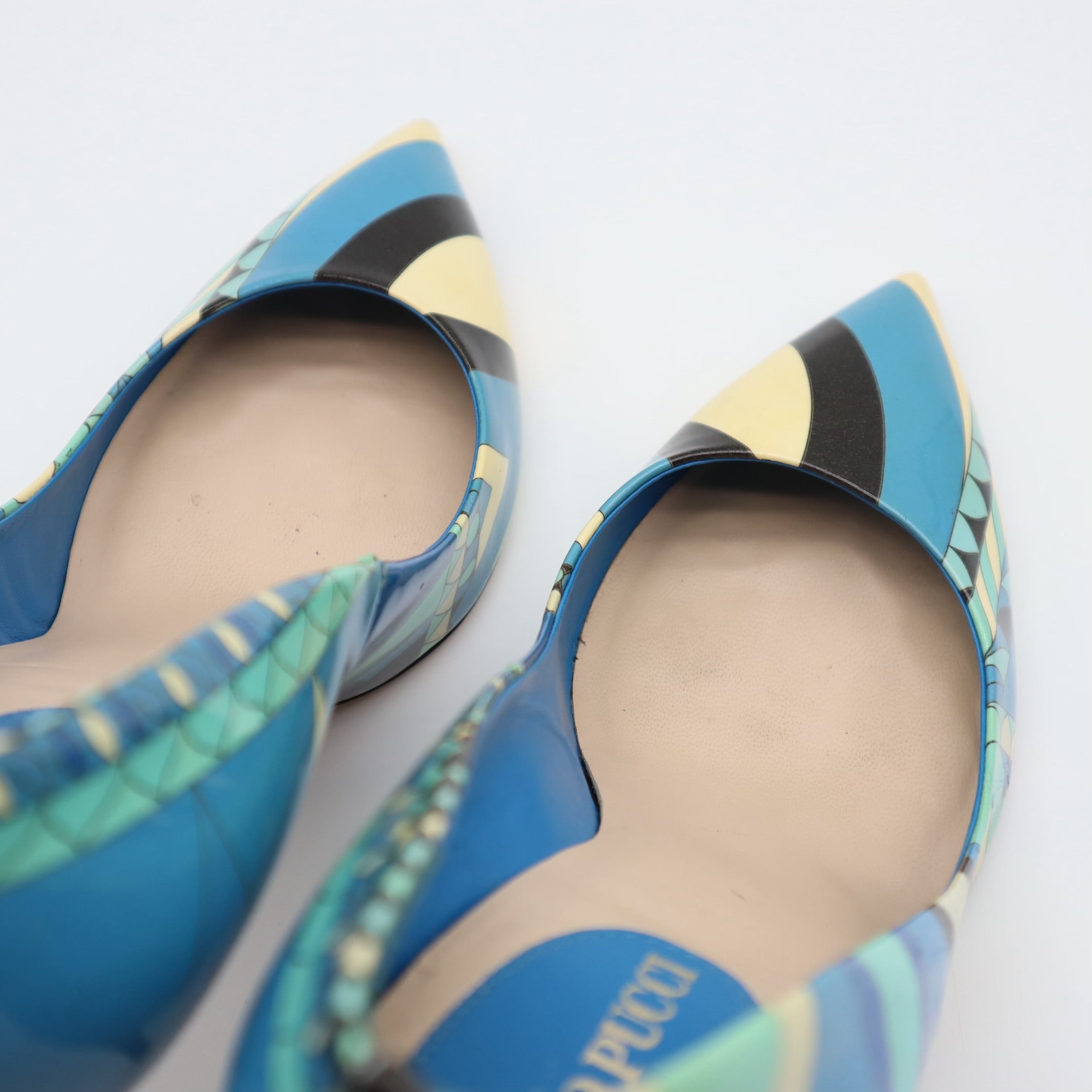 Patent Leather Abstract Printed Pumps