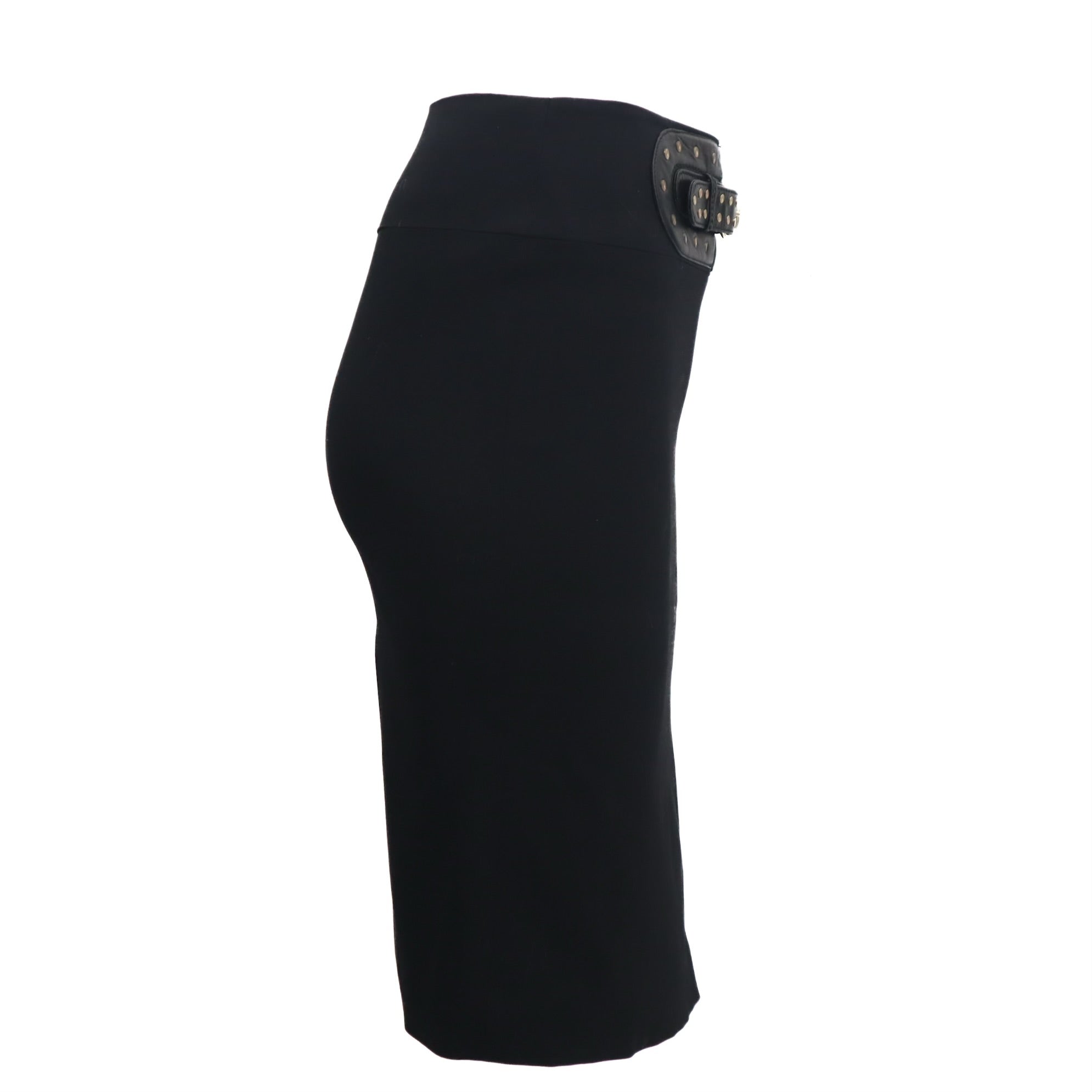 Tom Ford Era Black Wool Blend Belted Pencil Skirt Size 40