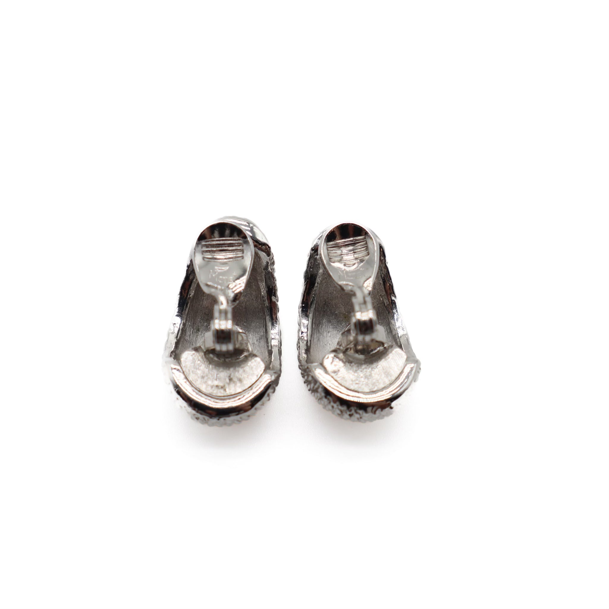 Vintage Textured Silver Clip On Earrings