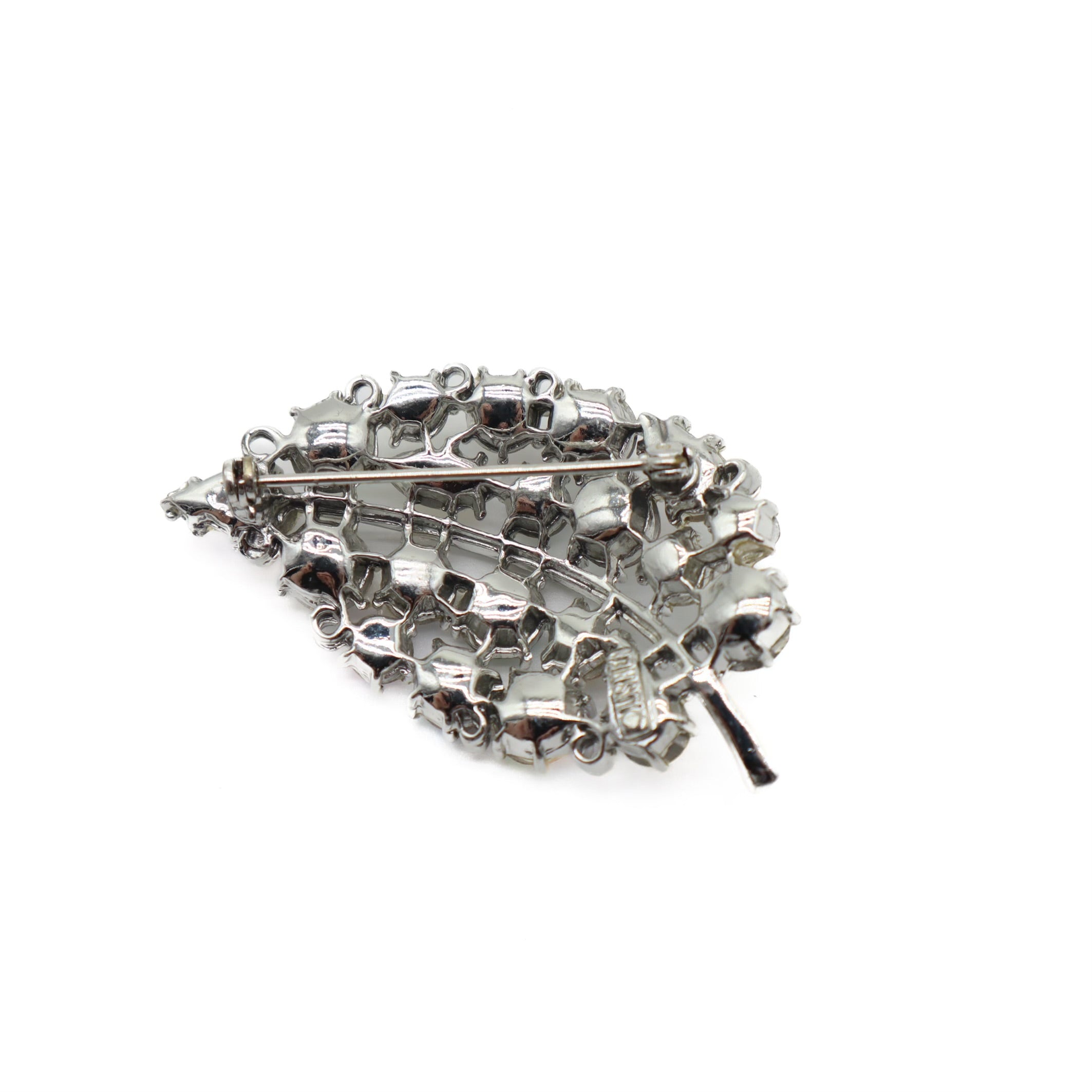 Vintage Iridescent Crystal Leaf Brooch