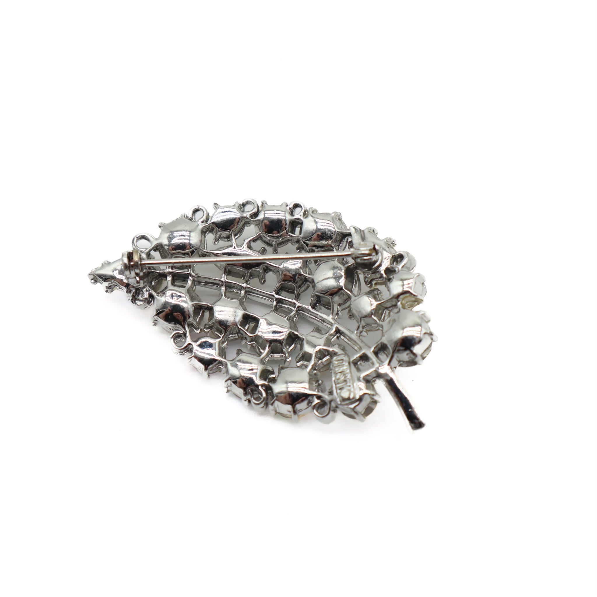Vintage Iridescent Crystal Leaf Brooch