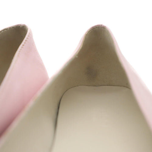 Baby Pink Leather Logo Horsebit Ballet Flats