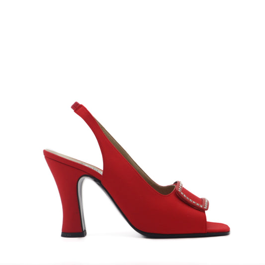 Vintage Archived AW 1996 Crystal Embellished Buckle Satin Slingback Heels