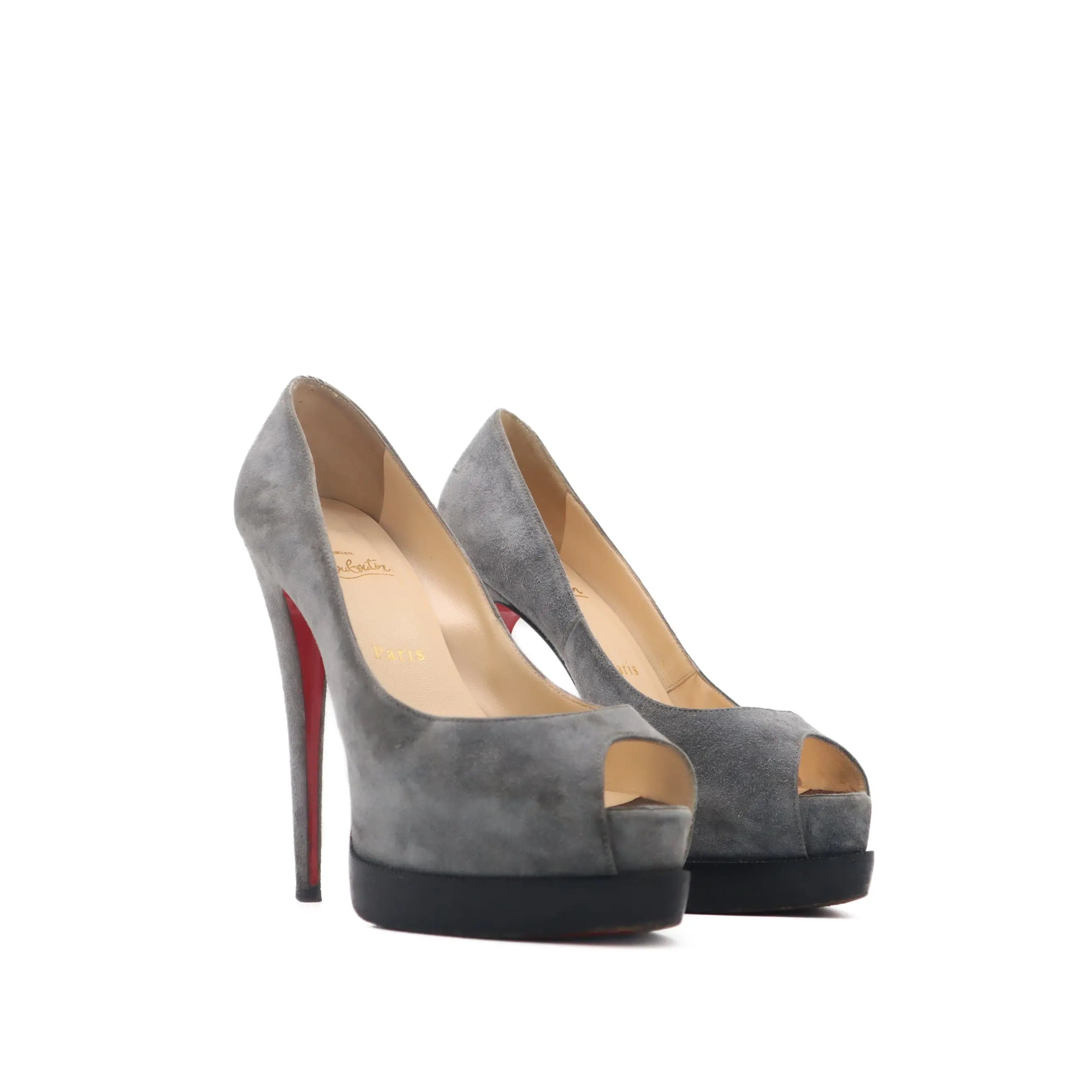 ÉPROUVÉE Christian Louboutin Palais Suede Platform Peep Toe Pumps 