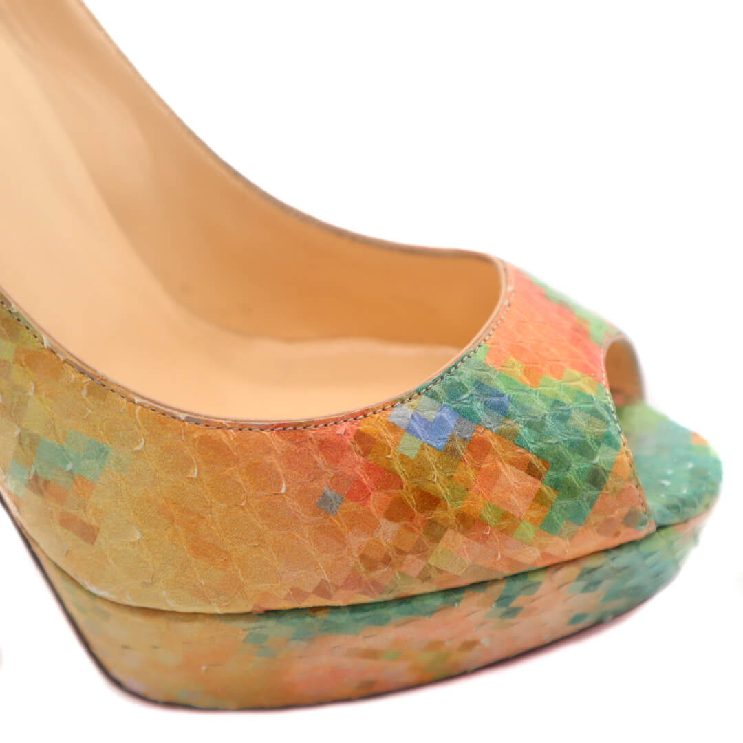 Multicolor Python Pixel Troca 140 Peep Toe Heels