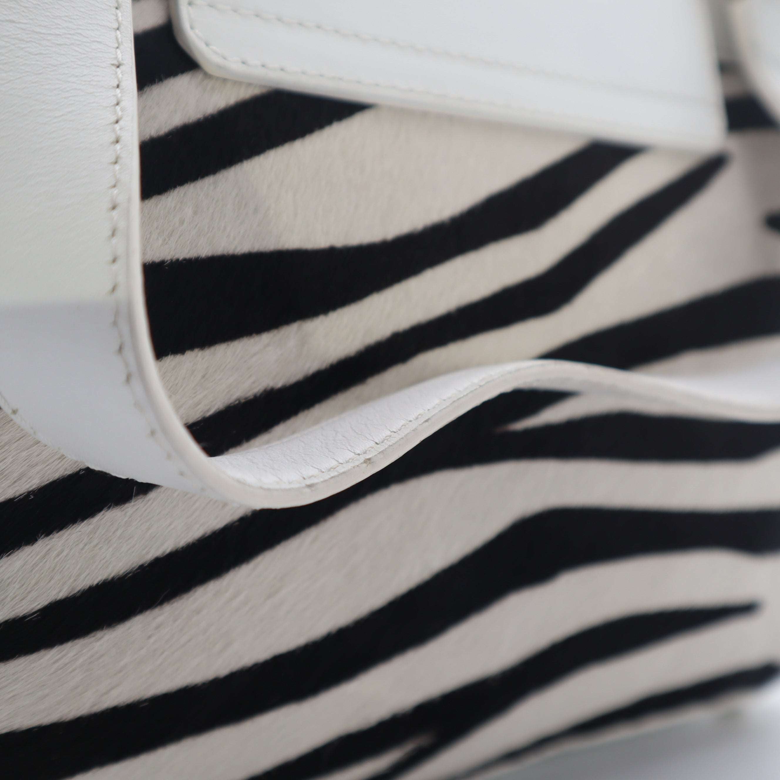 ÉPROUVÉE Jimmy Choo White Leather Calf Hair Zebra Print Handbag 