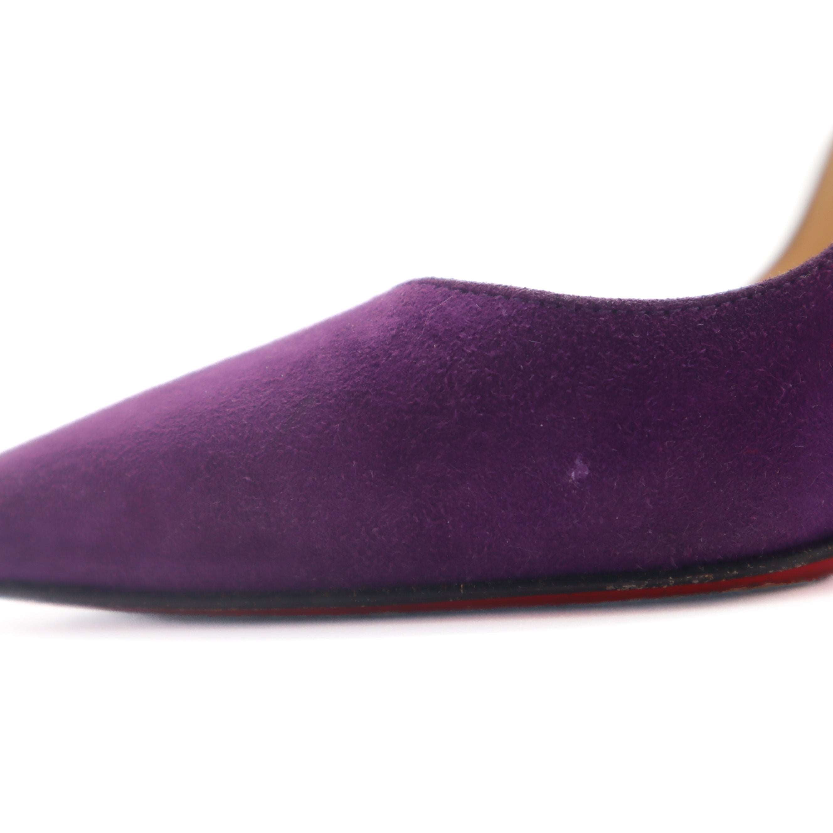 ÉPROUVÉE Christian Louboutin So Kate 120 Purple Suede Stiletto Pumps 