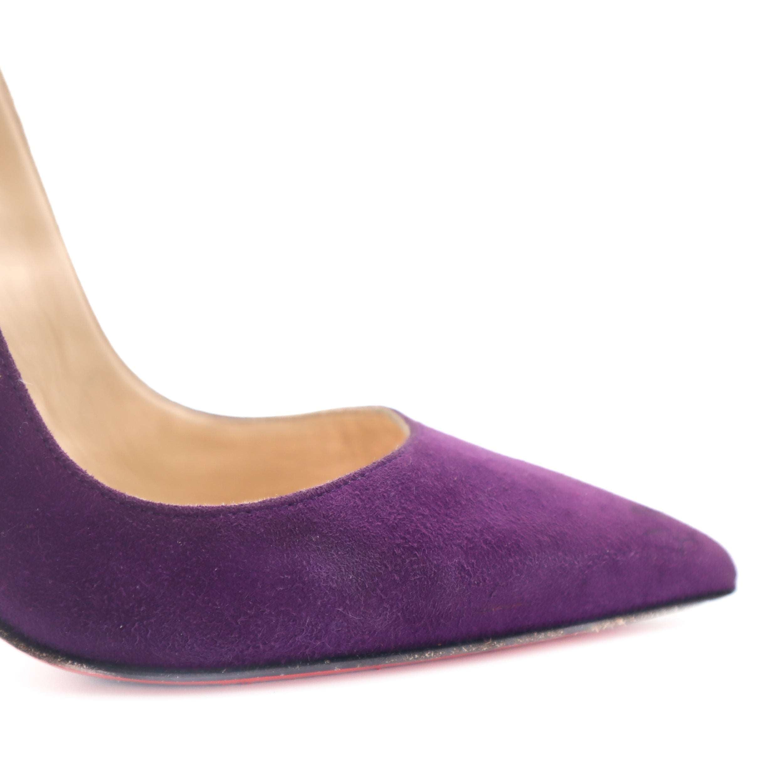 ÉPROUVÉE Christian Louboutin So Kate 120 Purple Suede Stiletto Pumps 