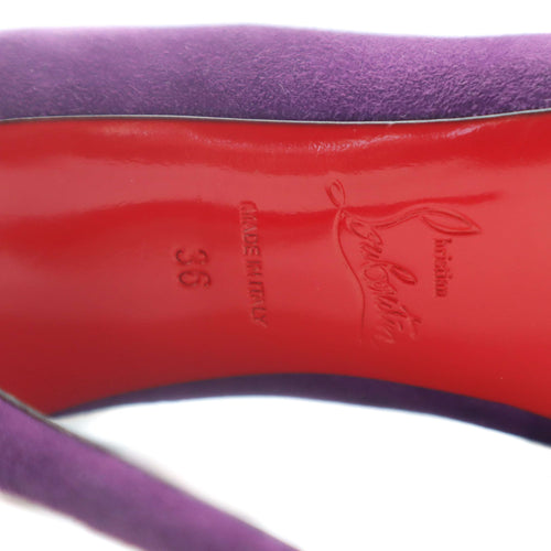 ÉPROUVÉE Christian Louboutin So Kate 120 Purple Suede Stiletto Pumps 