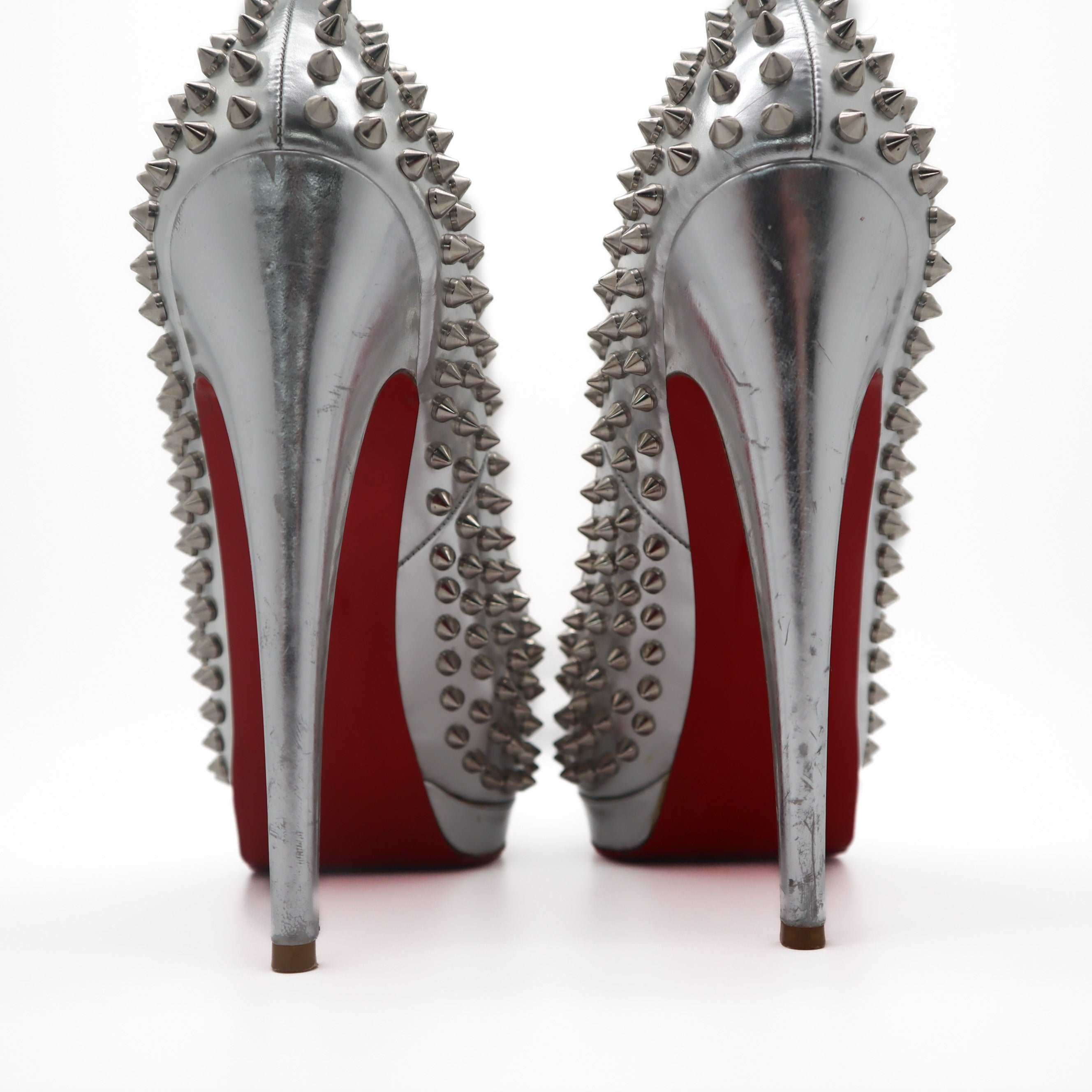 ÉPROUVÉE Christian Louboutin Alti 160 Spiked Metallic Leather Platform Pumps 