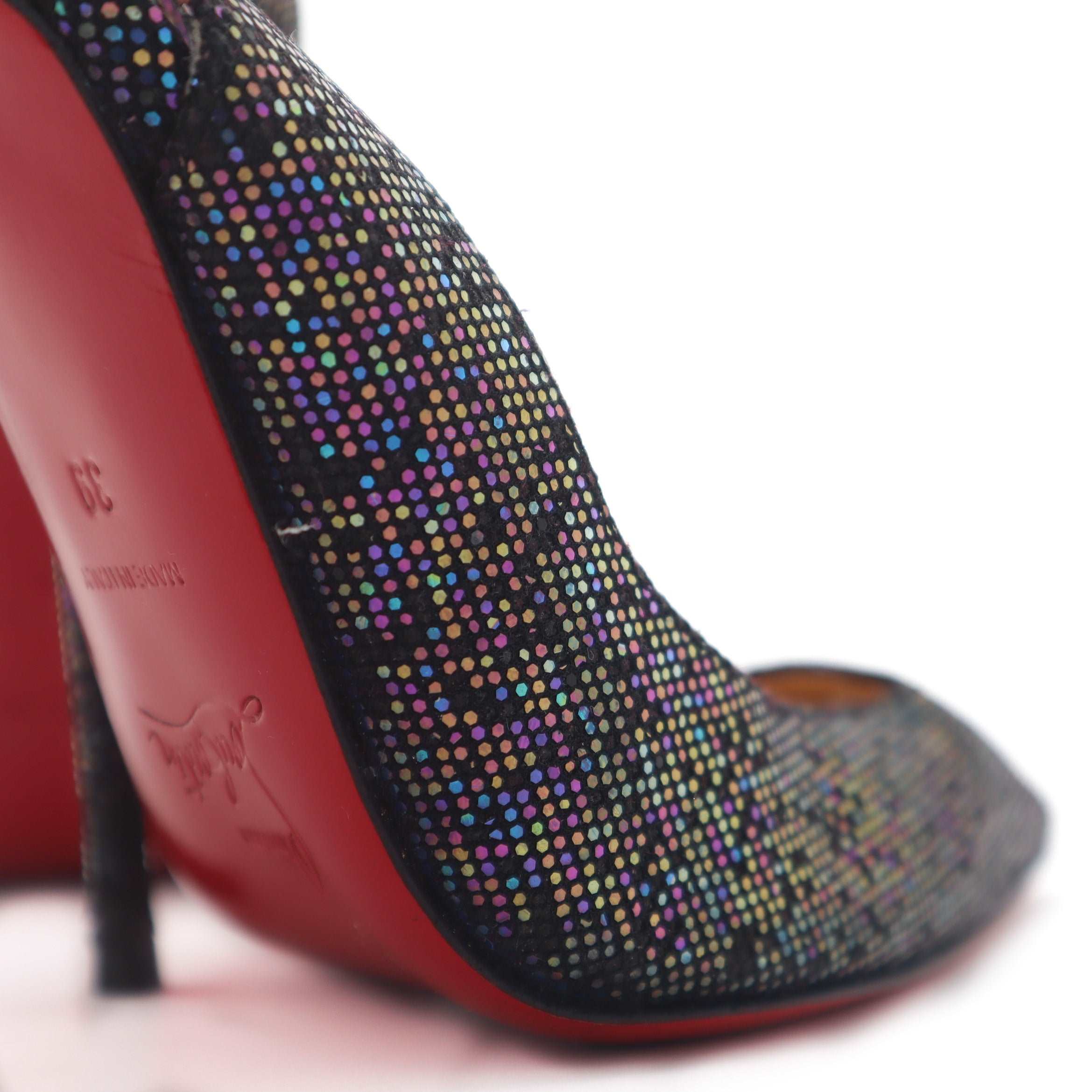 ÉPROUVÉE Christian Louboutin Cornielle Mirco-Sequin Multicolor Slingback Pumps 