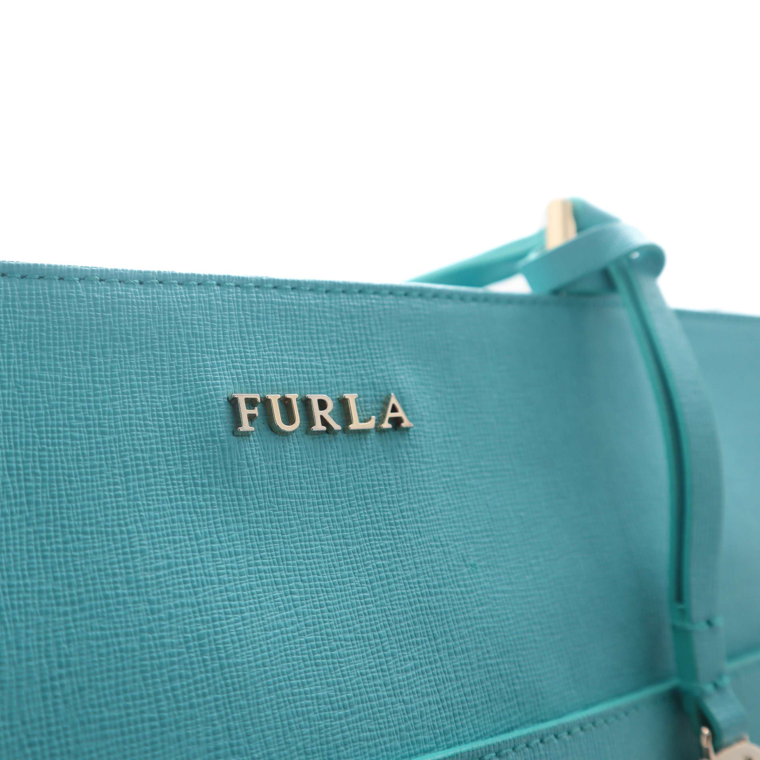 Furla Leather Mini Bucket Bag and Pouch turquoise