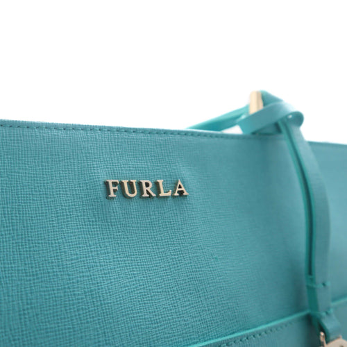 ÉPROUVÉE Furla Turquoise Saffiano Leather Carry All Tote Bag 