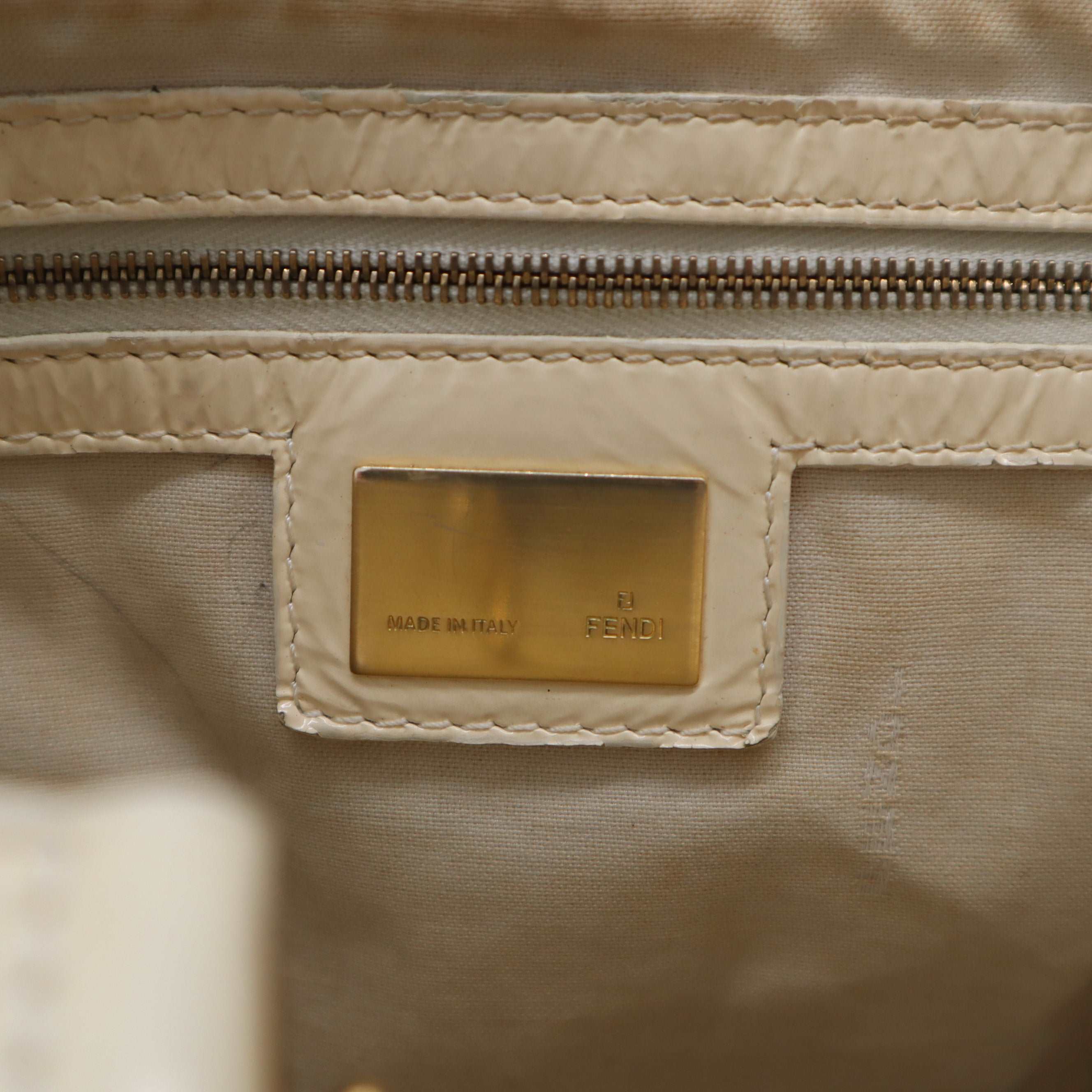 ÉPROUVÉE Fendi Patent Leather Ivory Tote 