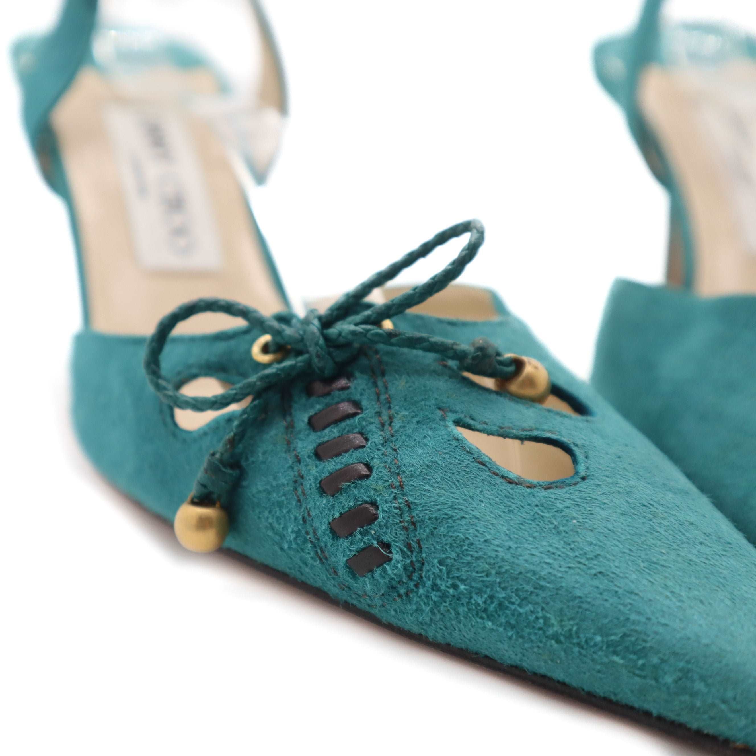 ÉPROUVÉE Jimmy Choo Green Suede Slingback Pump 