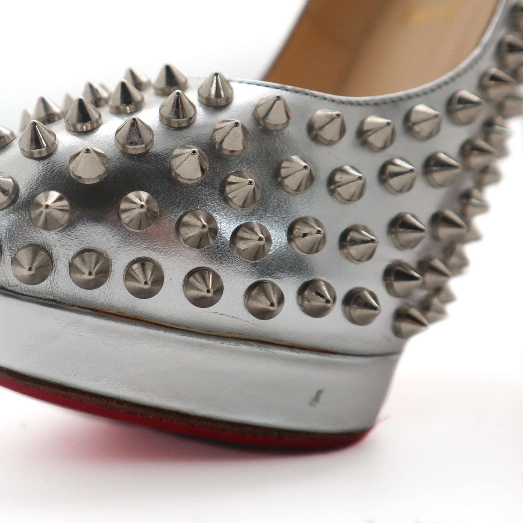 ÉPROUVÉE Christian Louboutin Alti 160 Spiked Metallic Leather Platform Pumps 