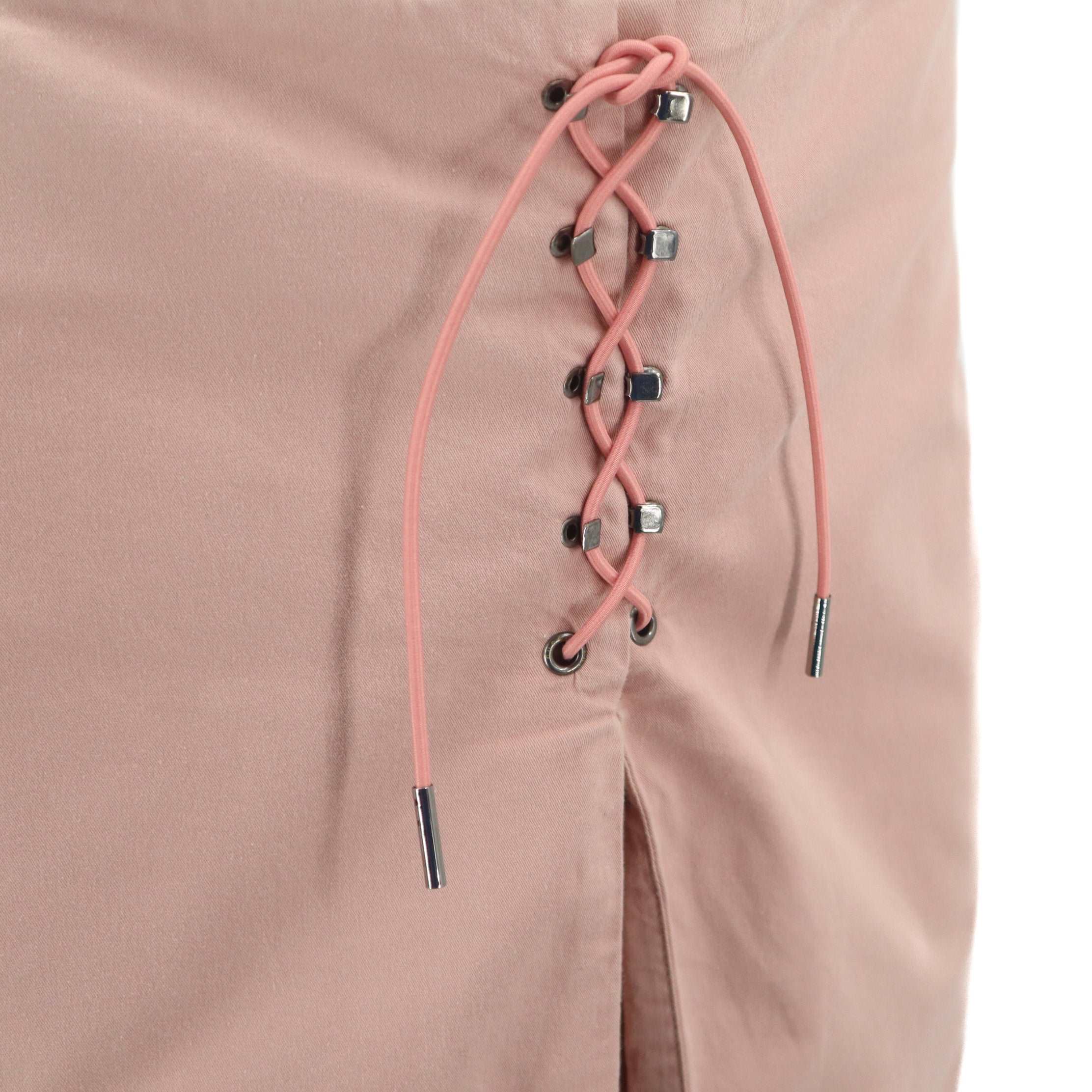 ÉPROUVÉE Gucci Baby Pink Lace Up Knee Length Skirt 