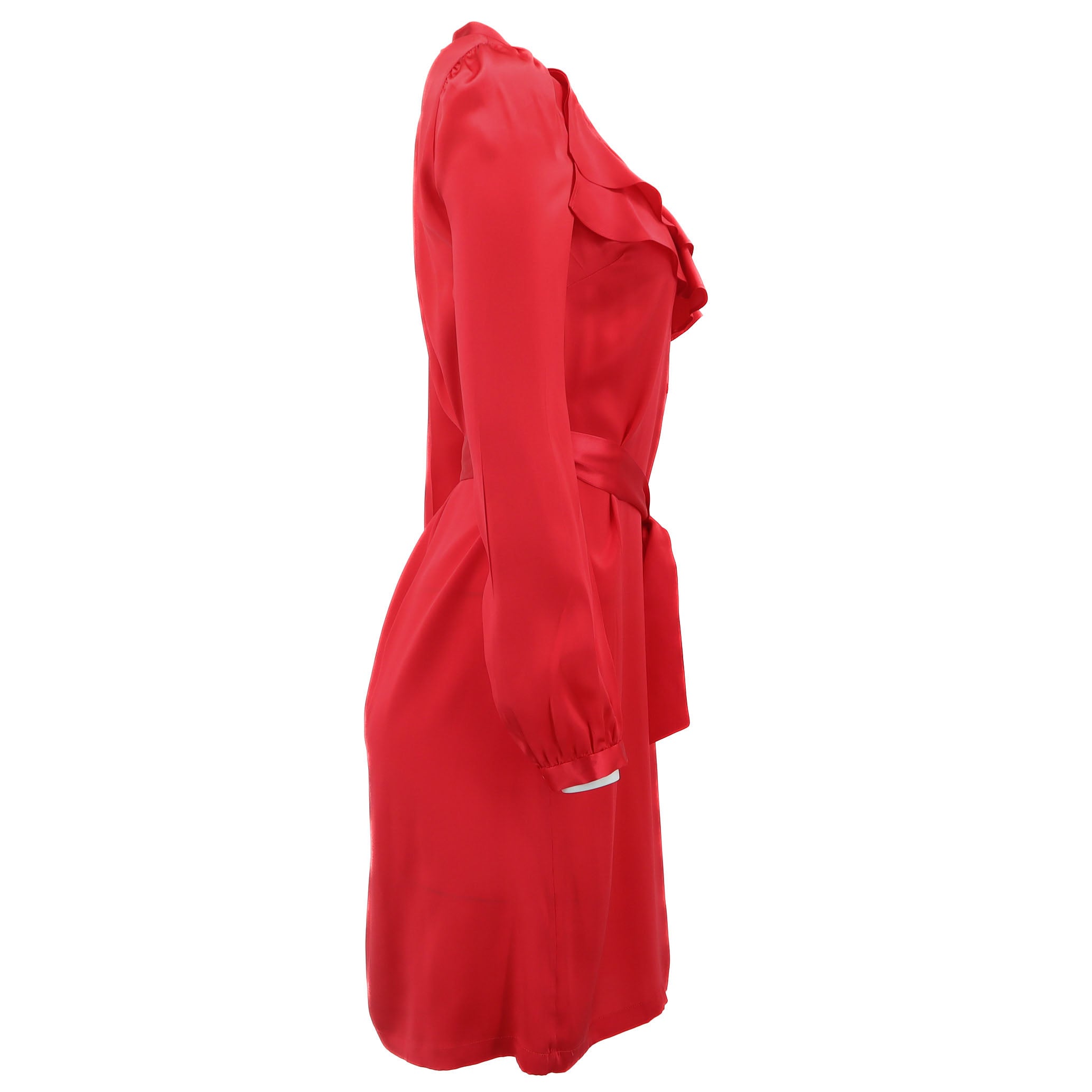 ÉPROUVÉE Ted Baker Red Silk Ruffled Long Sleeve Shirt Dress 