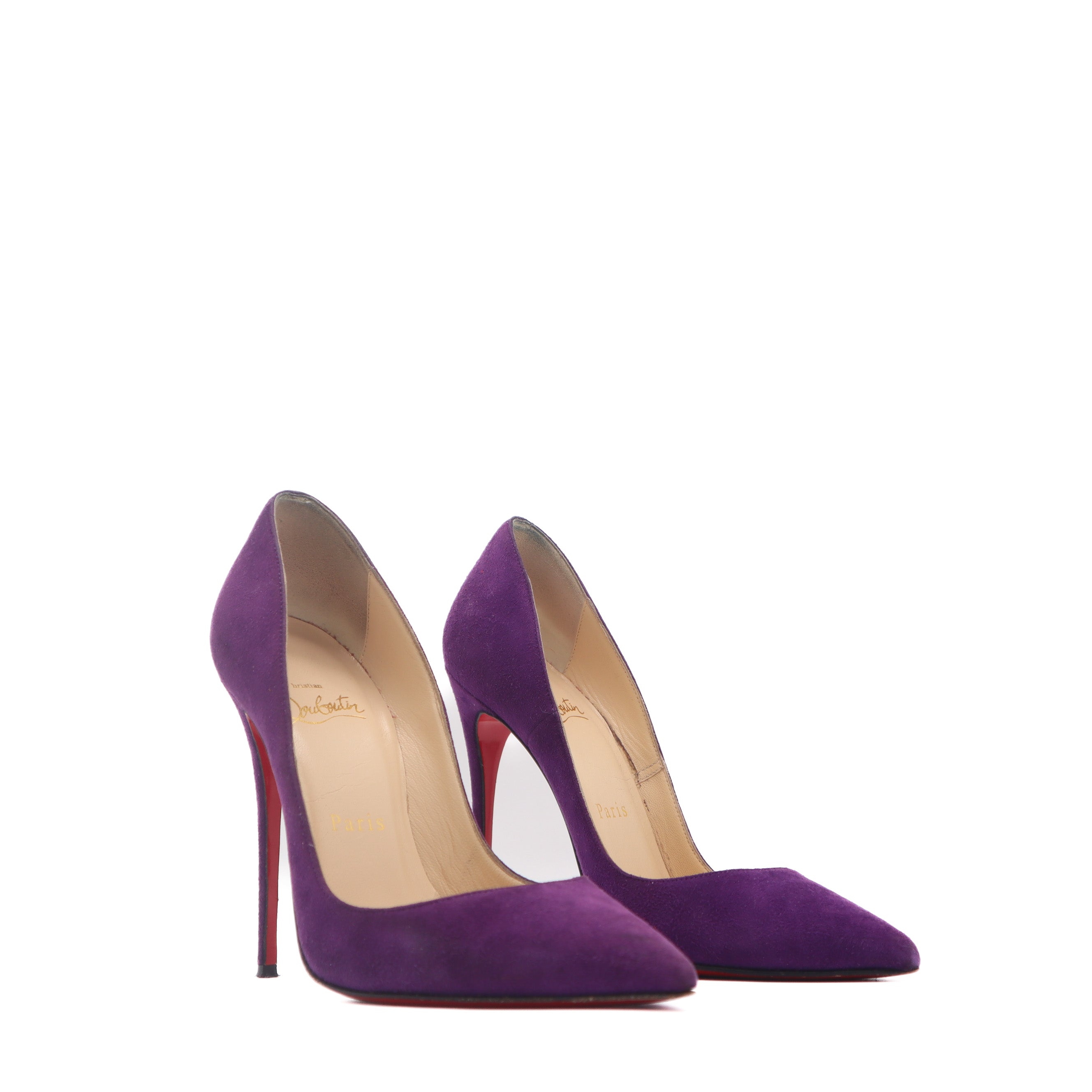 ÉPROUVÉE Christian Louboutin So Kate 120 Purple Suede Stiletto Pumps 