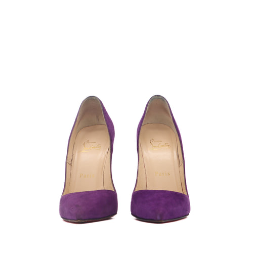 ÉPROUVÉE Christian Louboutin So Kate 120 Purple Suede Stiletto Pumps 