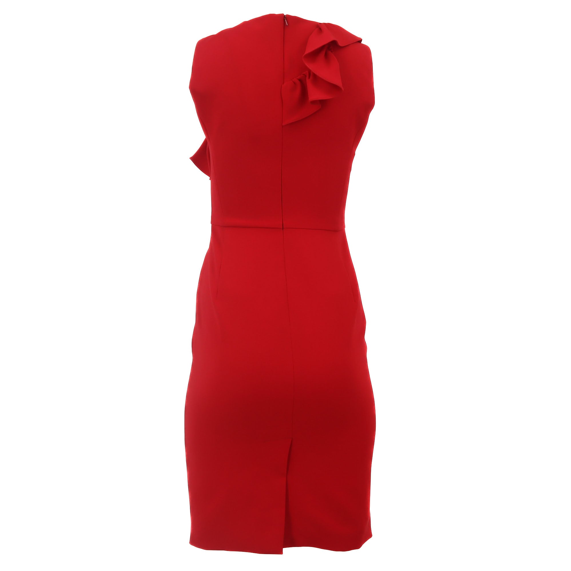 ÉPROUVÉE ÉPROUVÉE Red Ruffle Knee Length Sleeveless Sheath Dress 