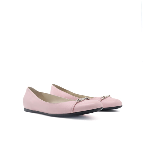 ÉPROUVÉE Gucci Baby Pink Leather Logo Horsebit Ballet Flats 