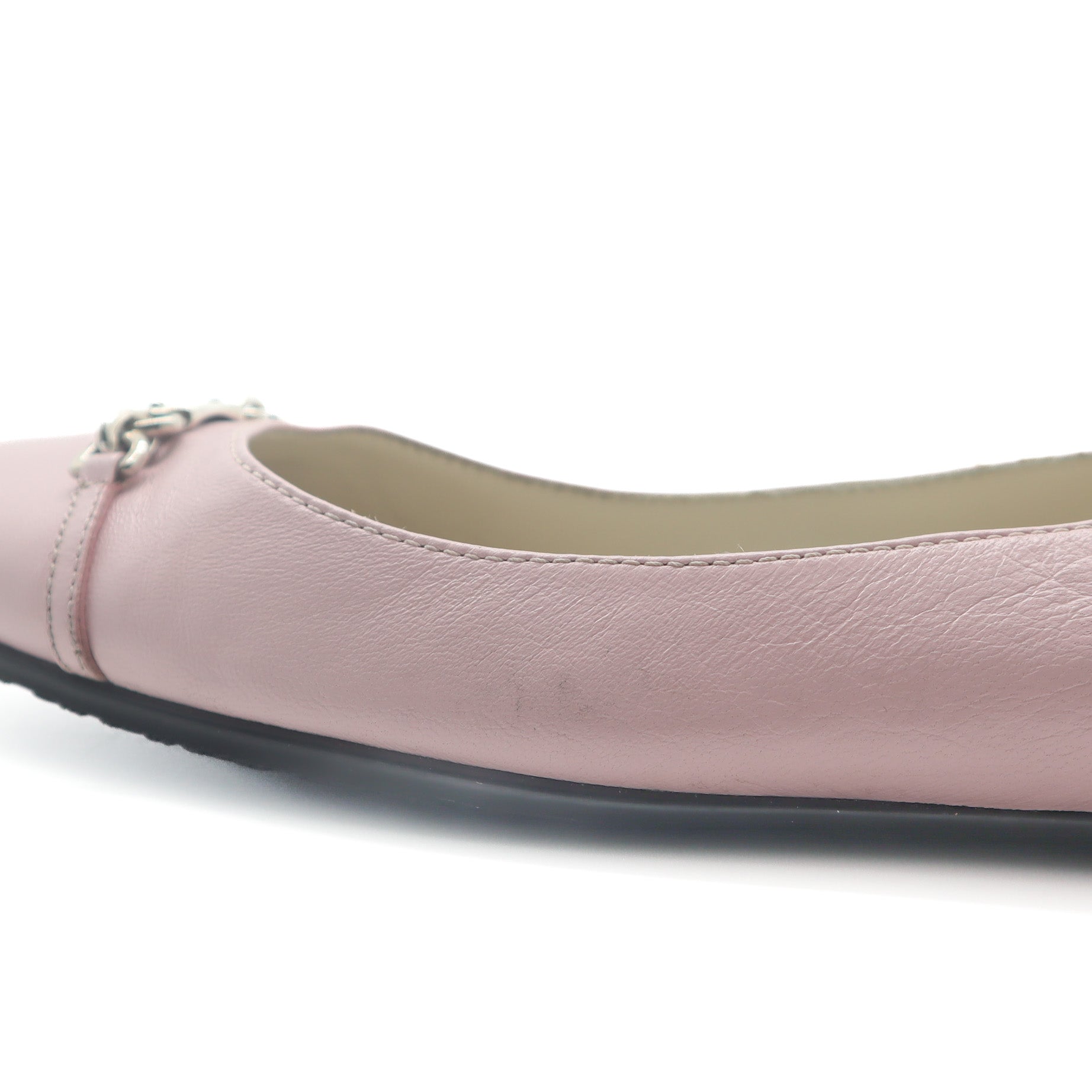 ÉPROUVÉE Gucci Baby Pink Leather Logo Horsebit Ballet Flats 