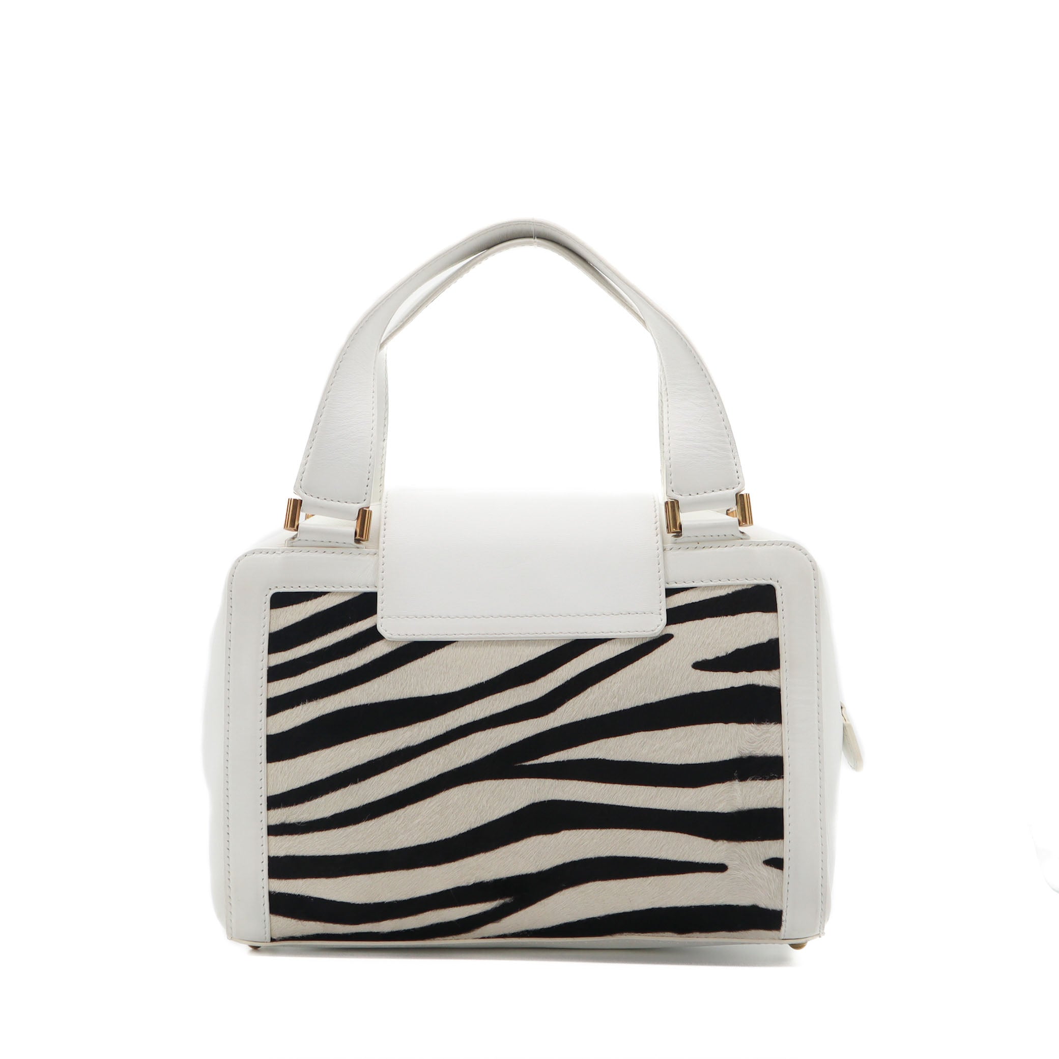 ÉPROUVÉE Jimmy Choo White Leather Calf Hair Zebra Print Handbag 