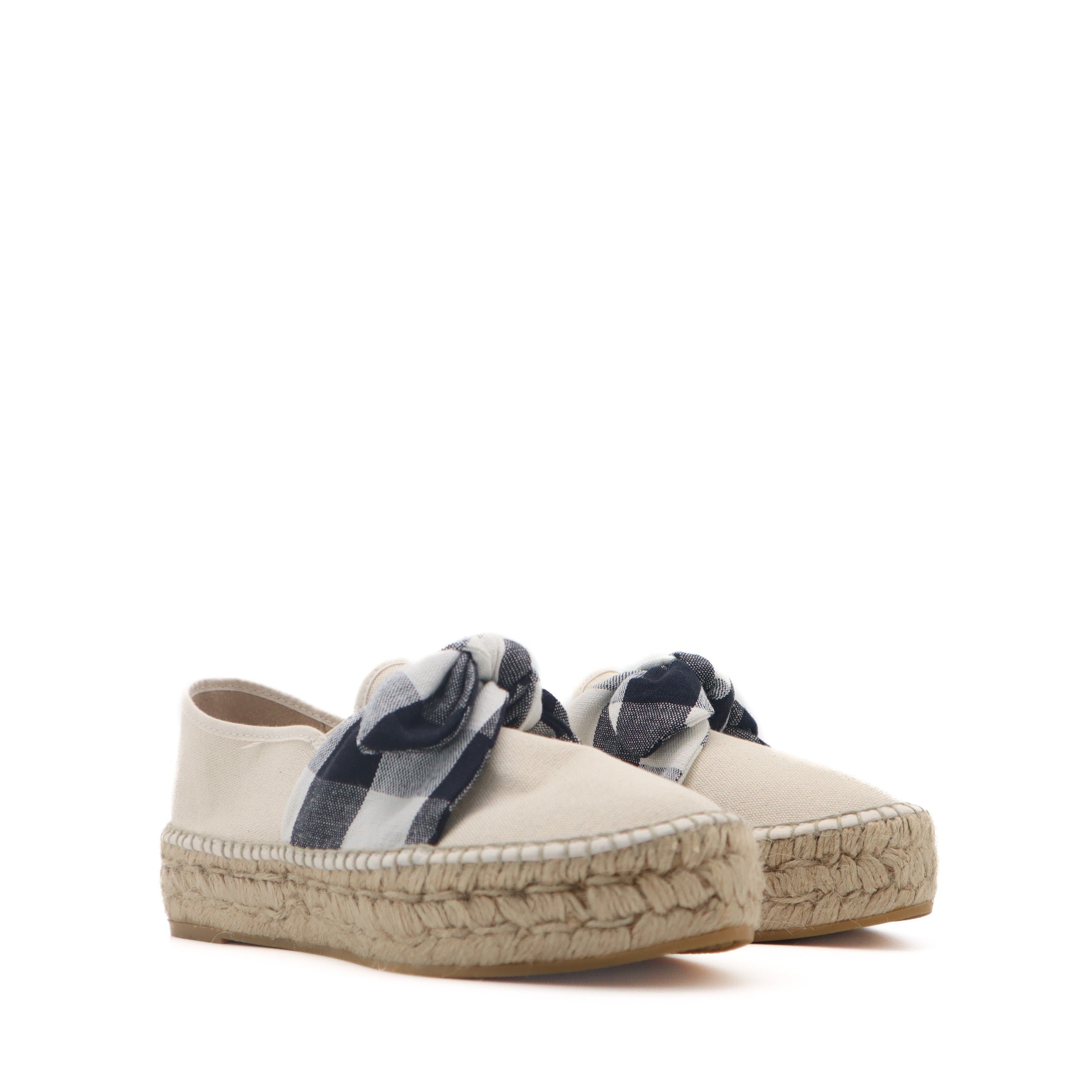 ÉPROUVÉE Loeffler Randall Rowan Plaid Bow Cancas Platform Espadrilles 