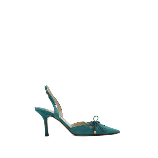 ÉPROUVÉE Jimmy Choo Green Suede Slingback Pump 