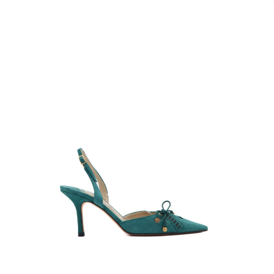 ÉPROUVÉE Jimmy Choo Green Suede Slingback Pump 