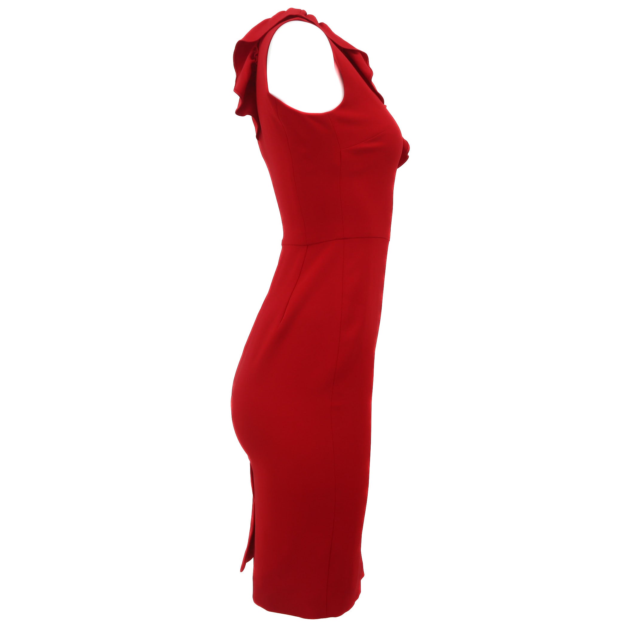 ÉPROUVÉE ÉPROUVÉE Red Ruffle Knee Length Sleeveless Sheath Dress 