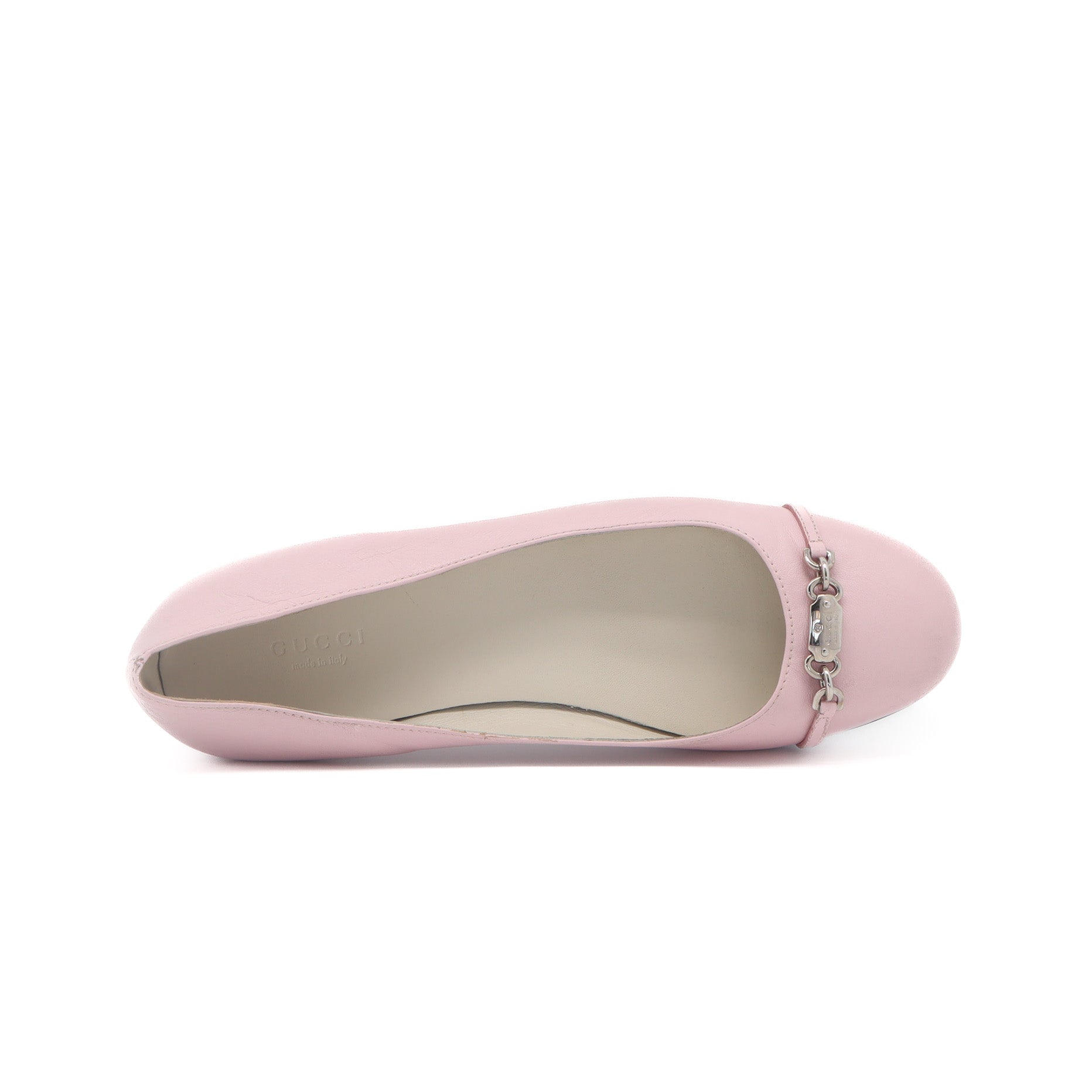 ÉPROUVÉE Gucci Baby Pink Leather Logo Horsebit Ballet Flats 