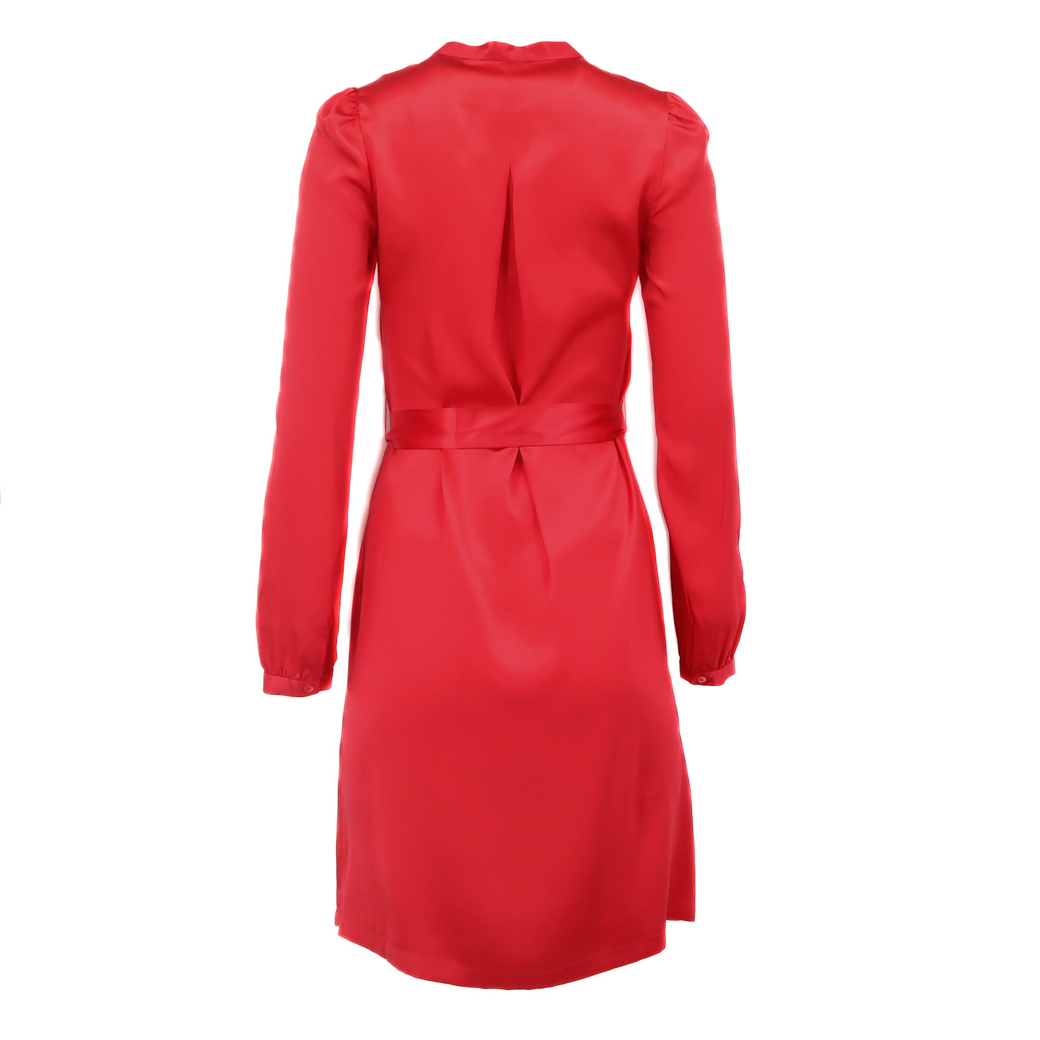 ÉPROUVÉE Ted Baker Red Silk Ruffled Long Sleeve Shirt Dress 