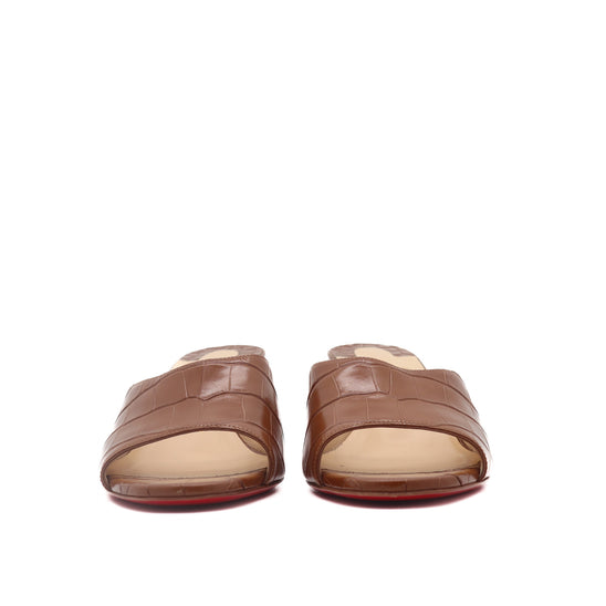 ÉPROUVÉE Christian Louboutin East 55 Croc Embossed Leather Heeled Slides 