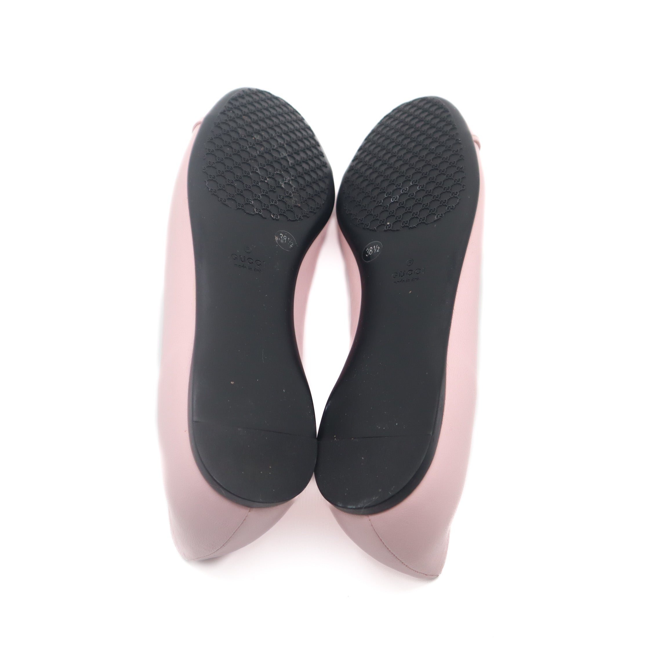 ÉPROUVÉE Gucci Baby Pink Leather Logo Horsebit Ballet Flats 