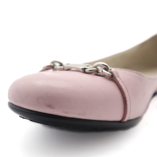 ÉPROUVÉE Gucci Baby Pink Leather Logo Horsebit Ballet Flats 