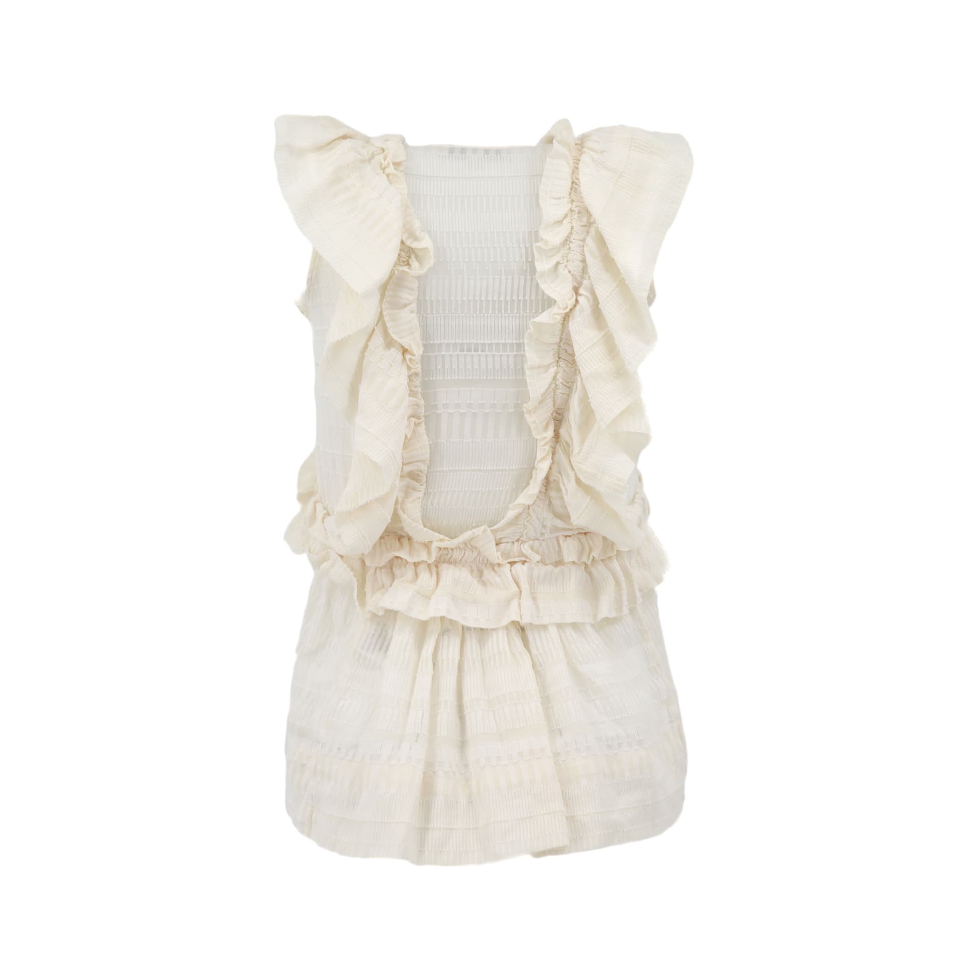 Adrine Ruffle Sleeveless Sheer Blouse